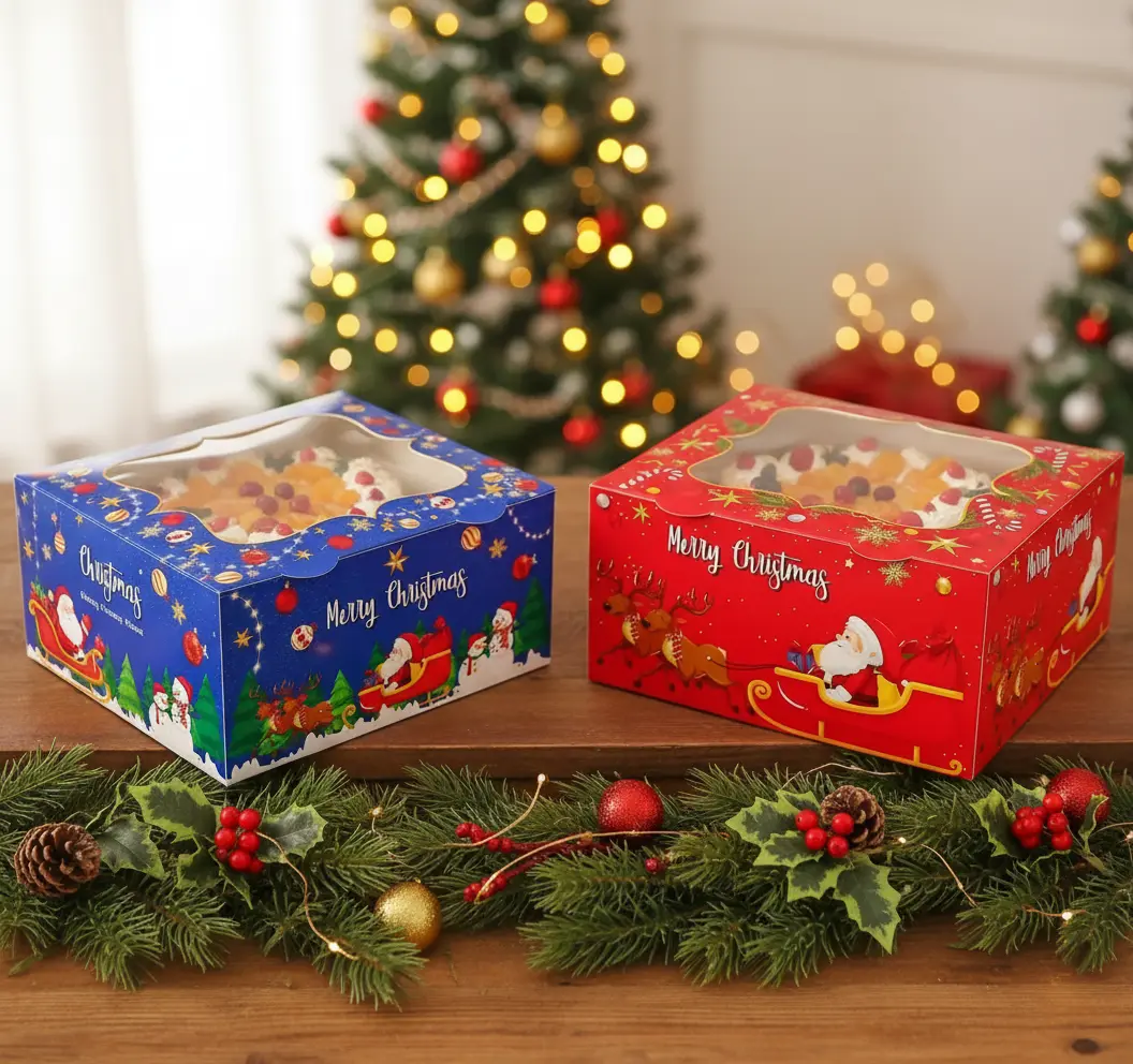 Christmas Cake Box with Window 5 Pieces - Image 2