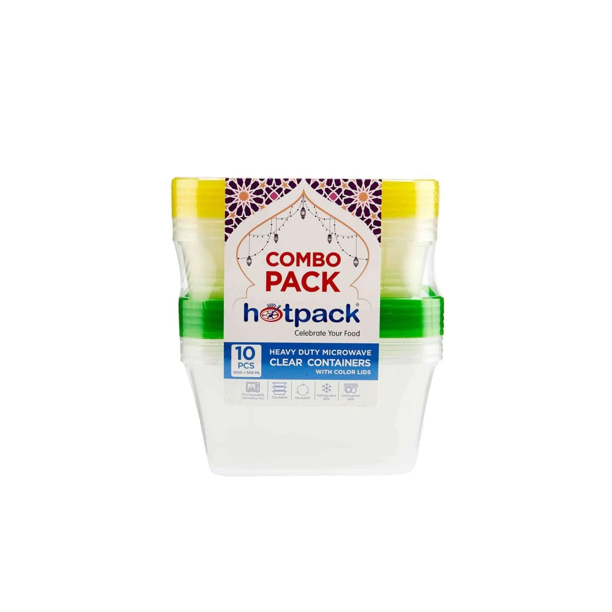 Clear Heavy Duty Microwave Container With Color Lid Combo Pack  500ml + 1000ml - Image 2