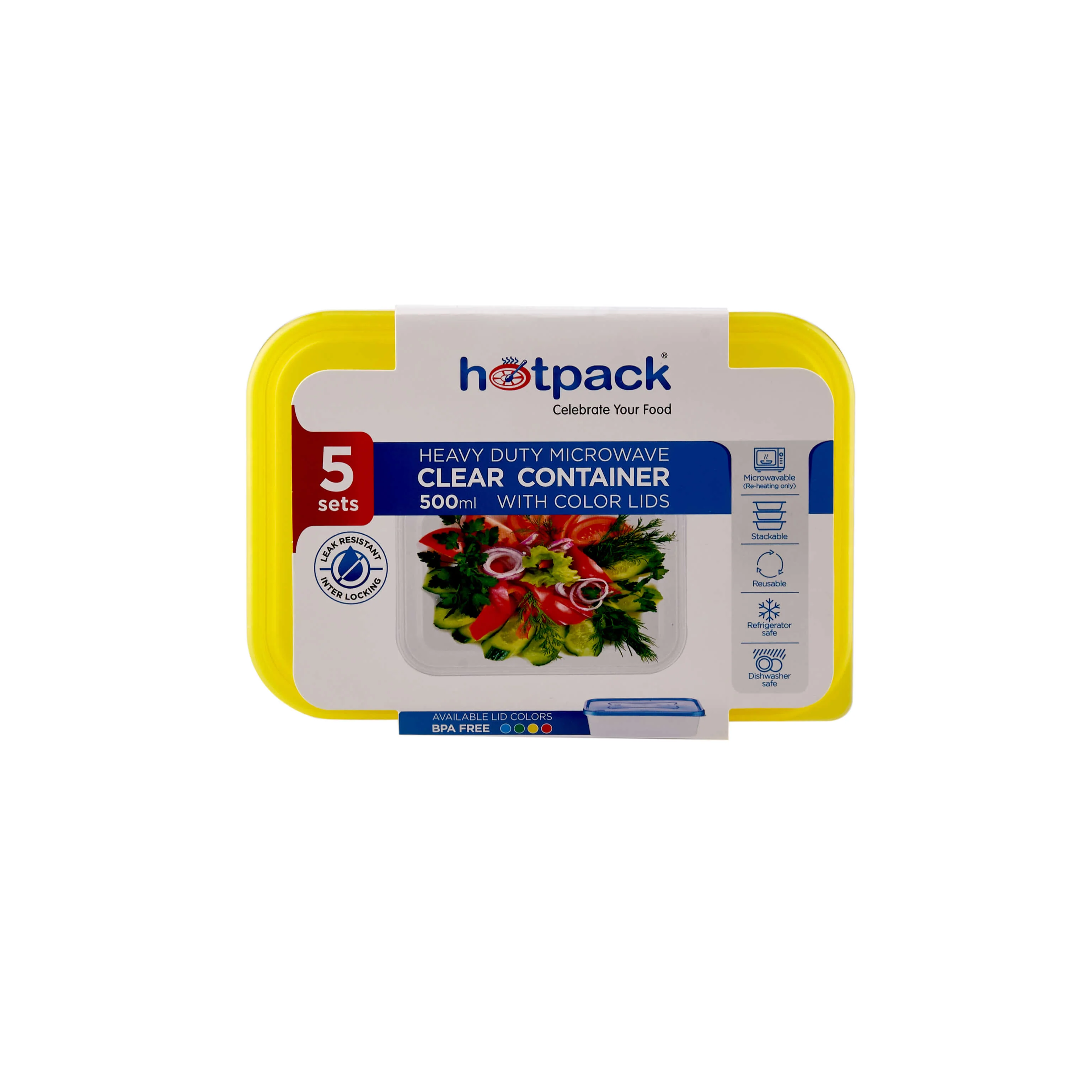 Clear Rectangular Heavy Duty Microwave Container with Color Lids - Image 14