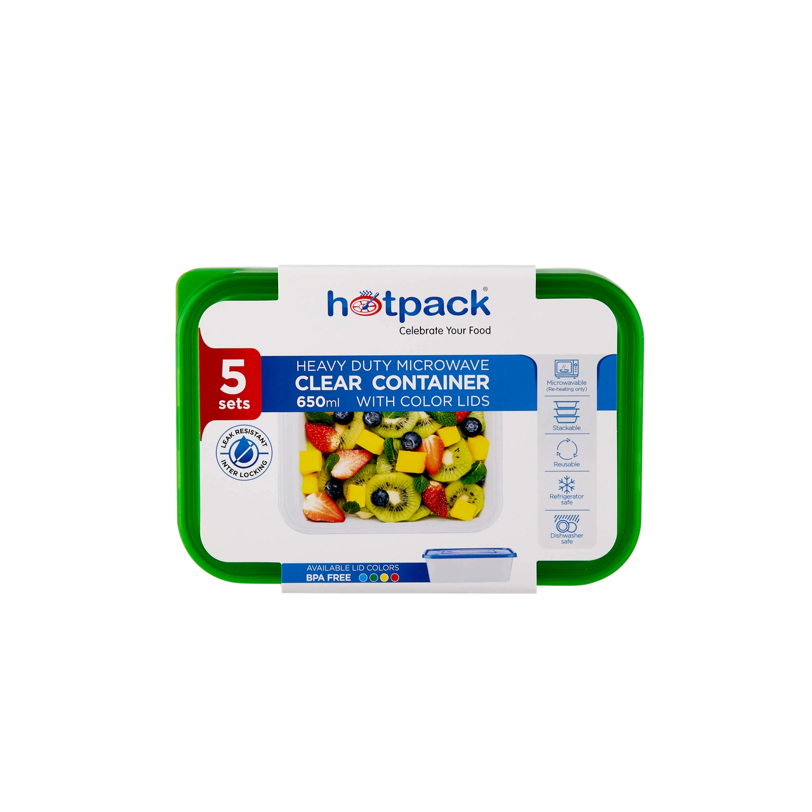 Clear Rectangular Heavy Duty Microwave Container with Color Lids - Image 25
