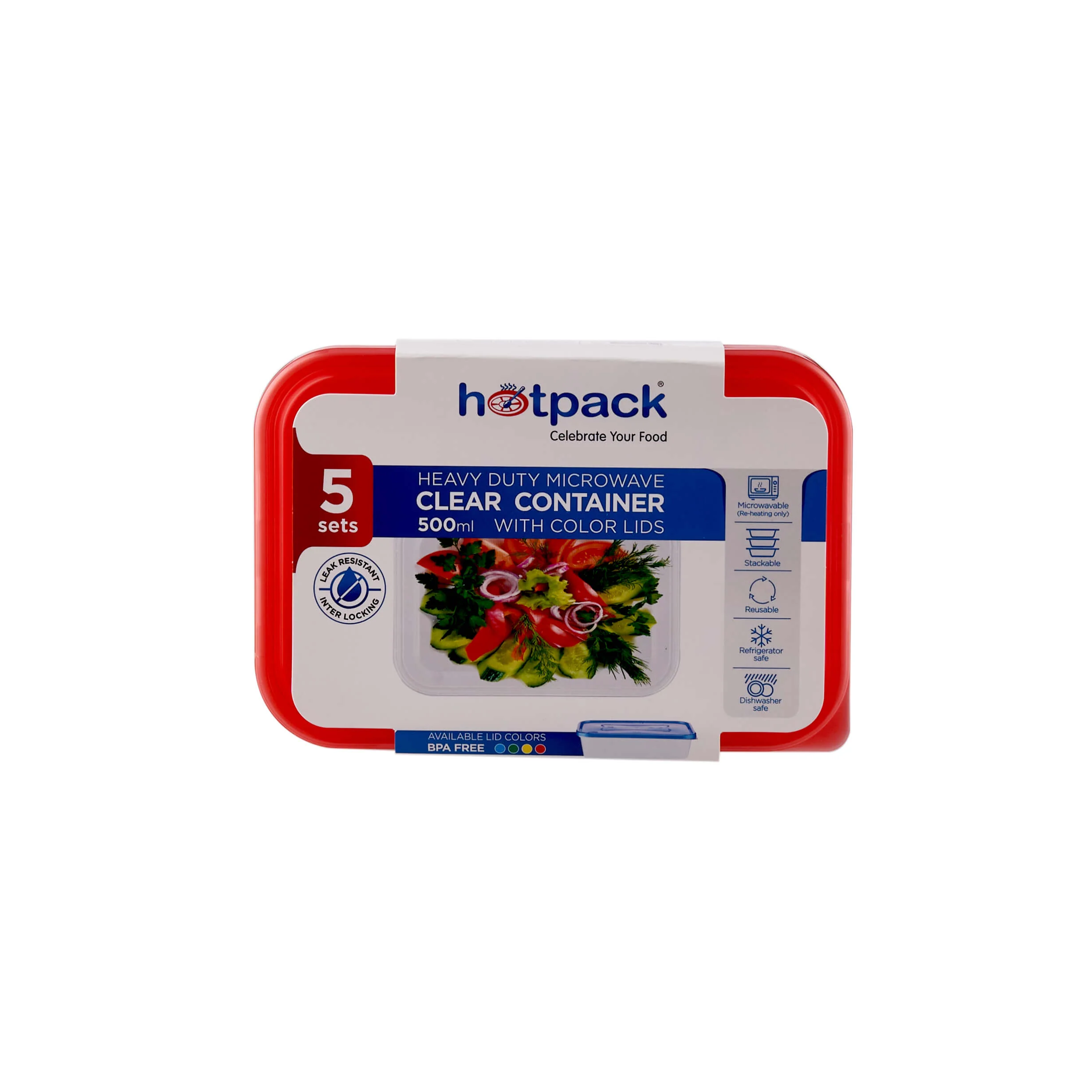 Clear Rectangular Heavy Duty Microwave Container with Color Lids - Image 26