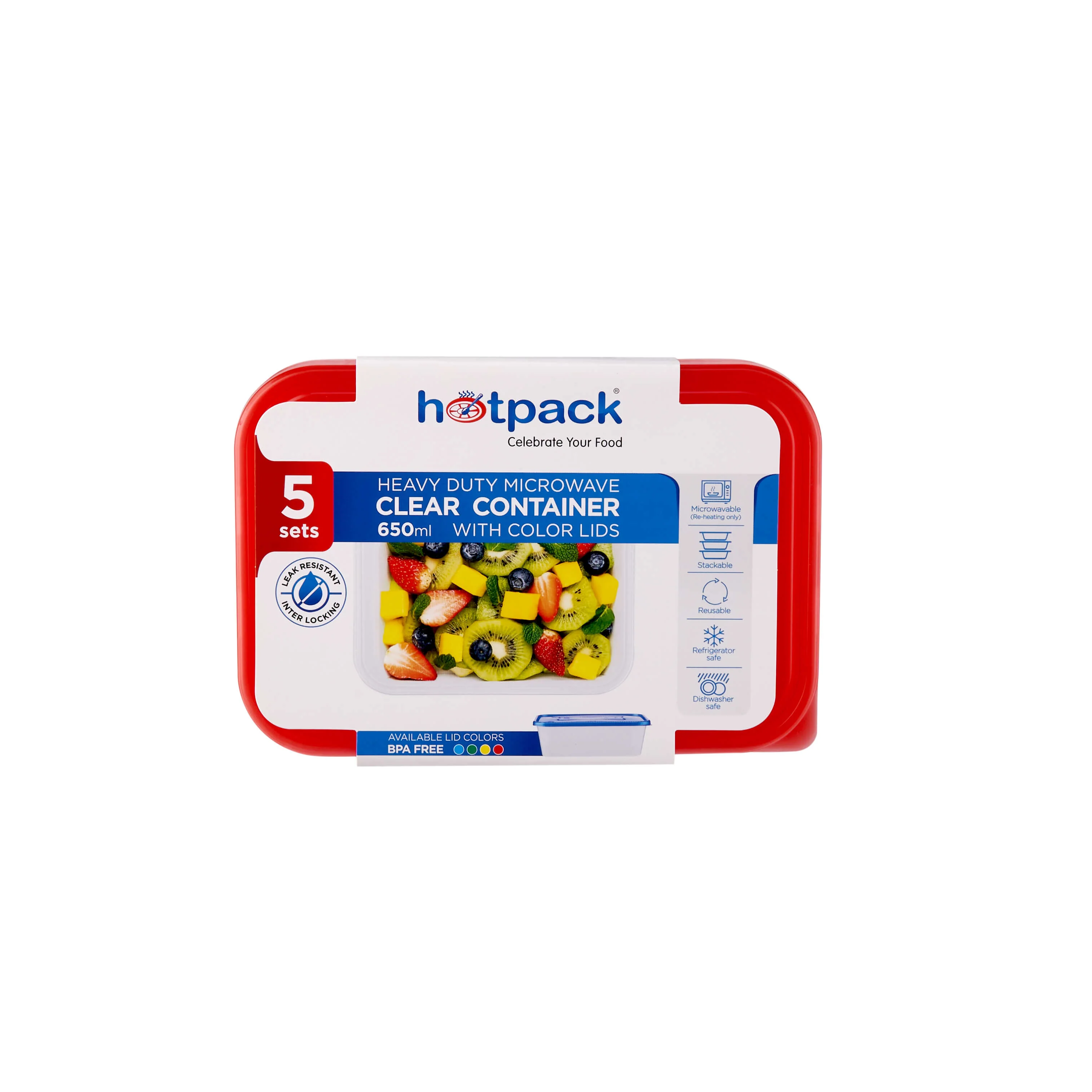 Clear Rectangular Heavy Duty Microwave Container with Color Lids - Image 31