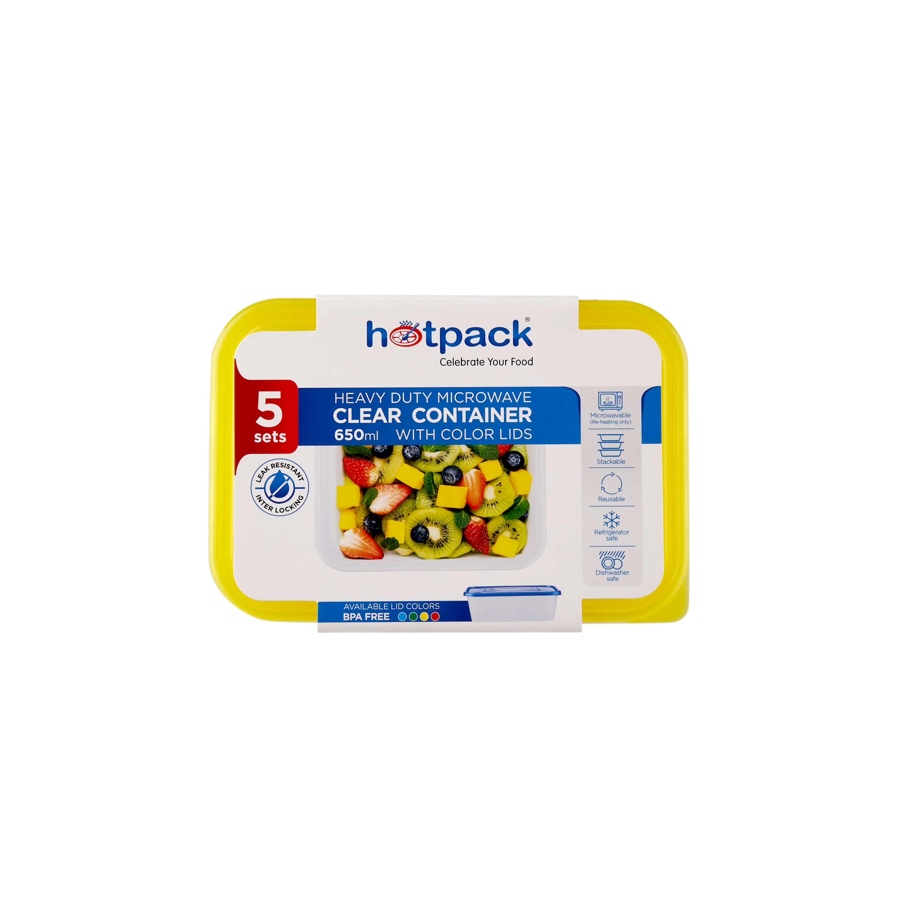 Clear Rectangular Heavy Duty Microwave Container with Color Lids - Image 36