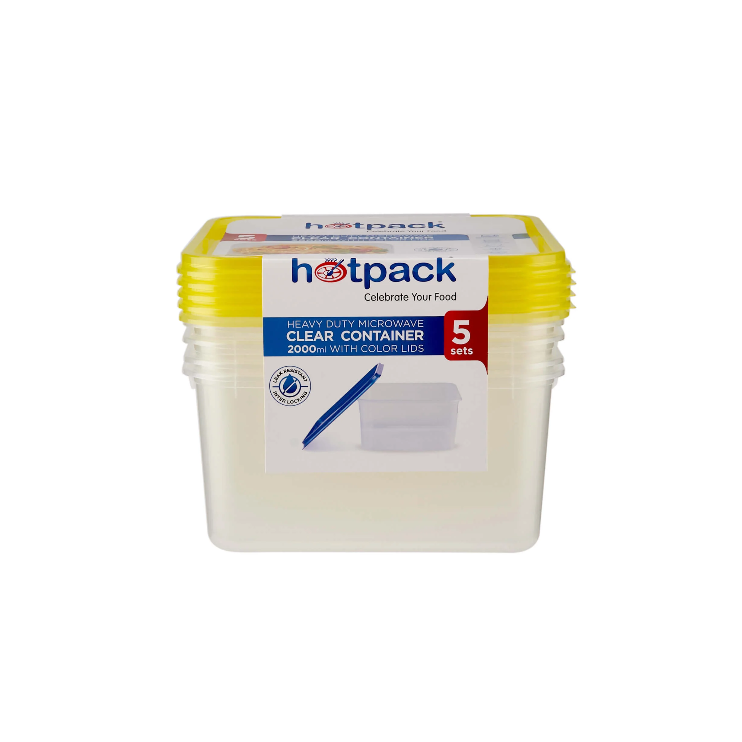 Clear Rectangular Heavy Duty Microwave Container with Color Lids - Image 4