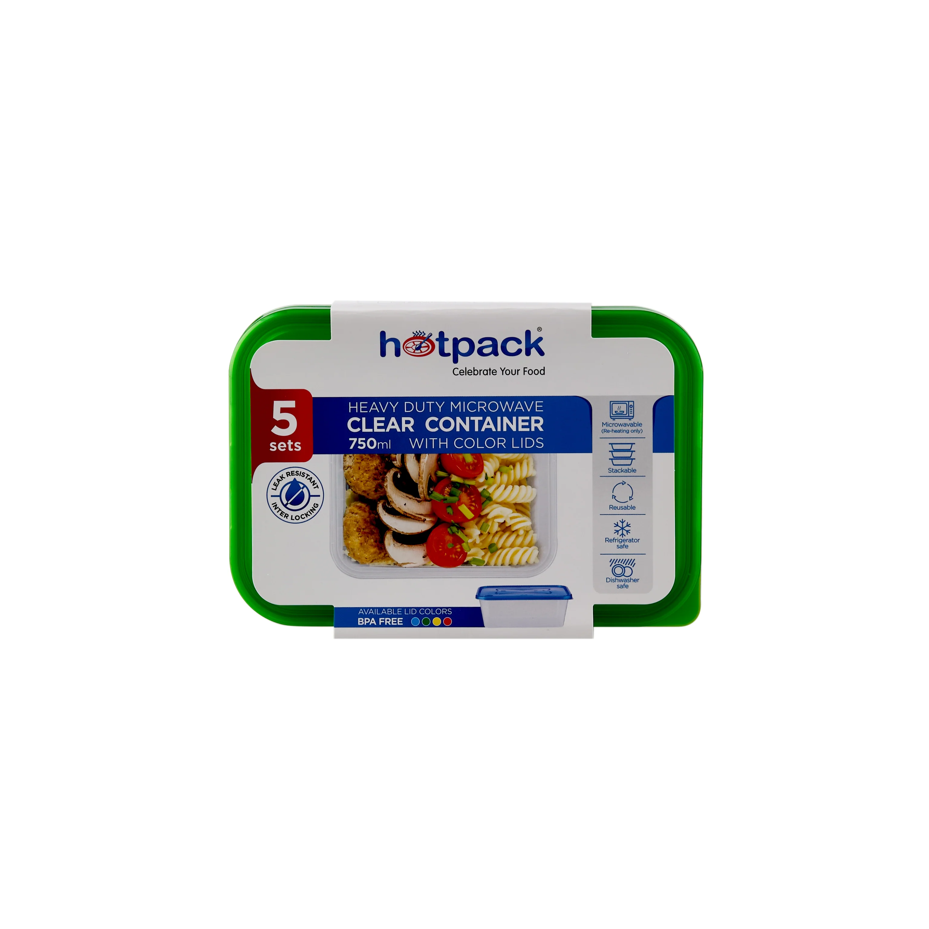 Clear Rectangular Heavy Duty Microwave Container with Color Lids - Image 47