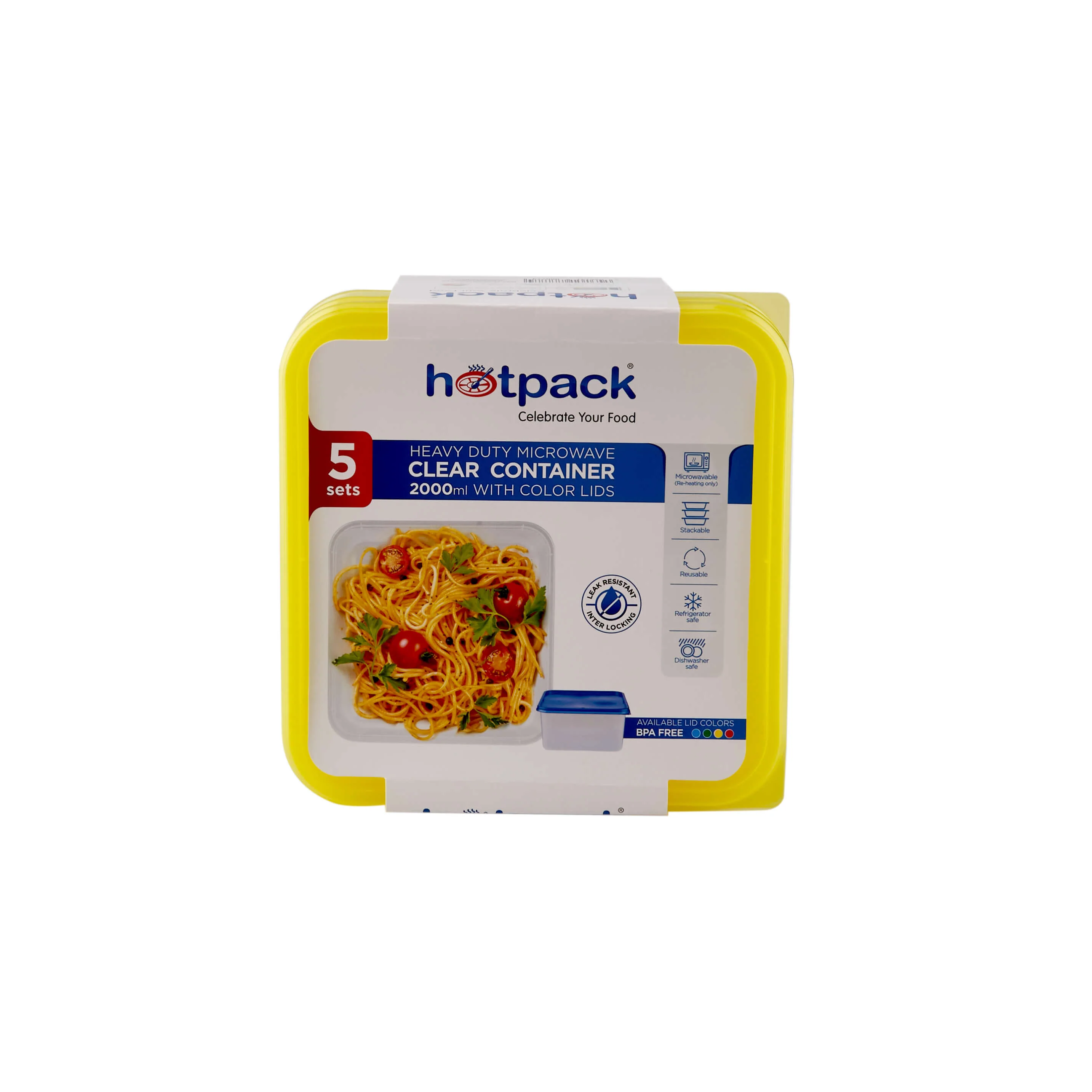 Clear Rectangular Heavy Duty Microwave Container with Color Lids - Image 5