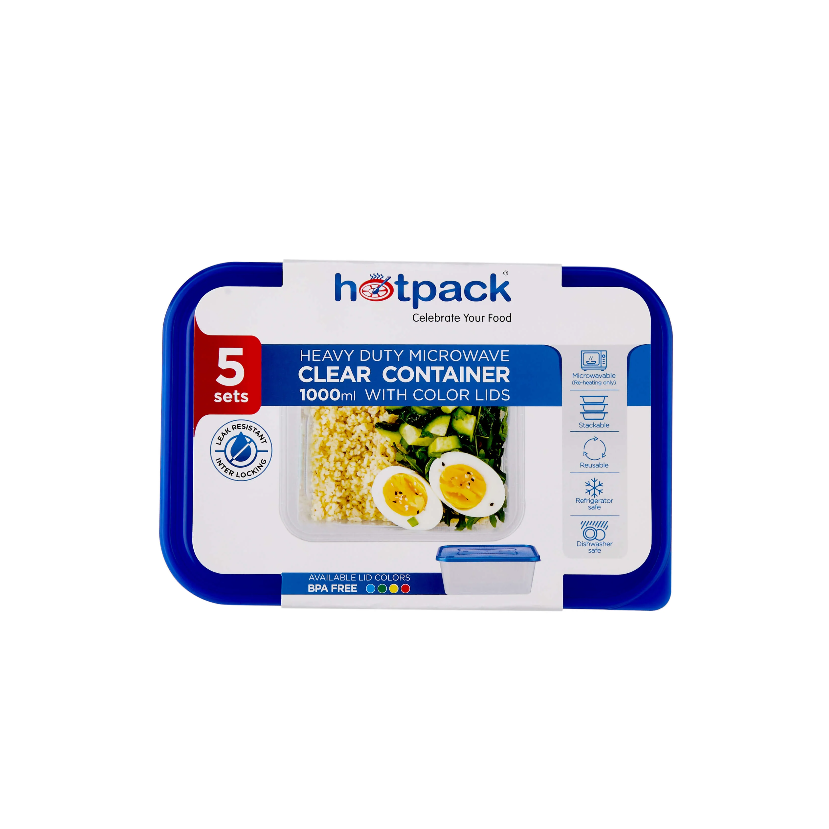 Clear Rectangular Heavy Duty Microwave Container with Color Lids - Image 64