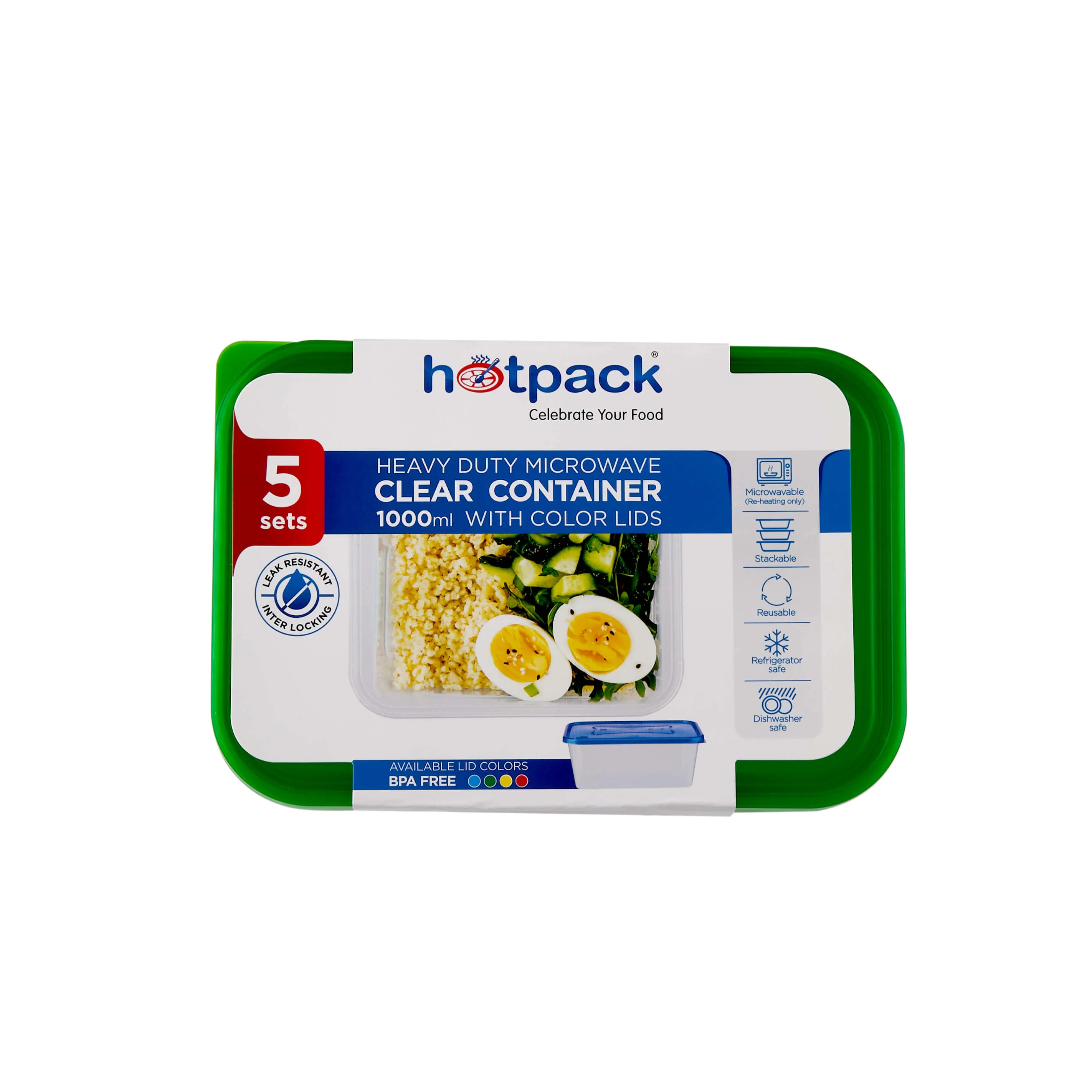 Clear Rectangular Heavy Duty Microwave Container with Color Lids - Image 69