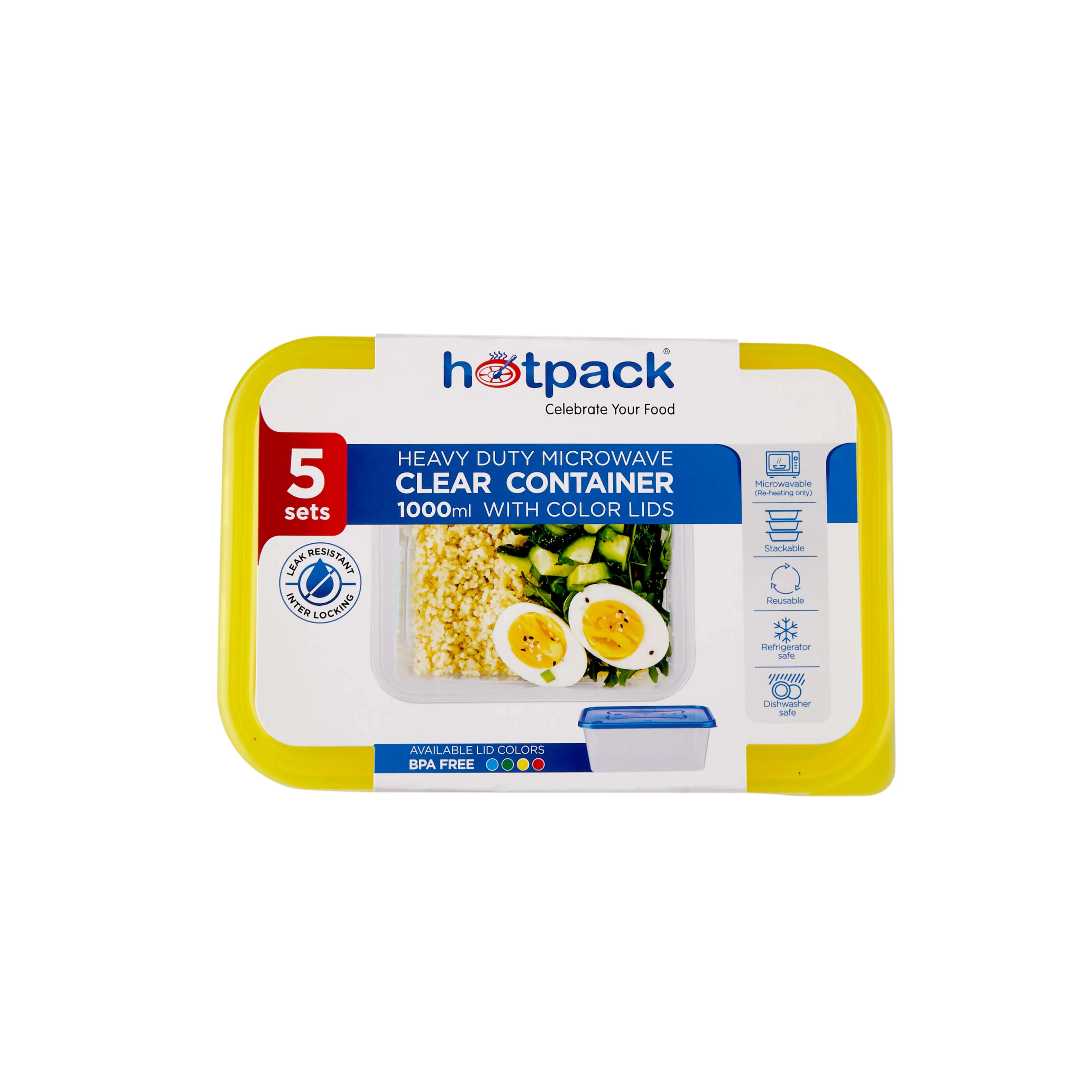 Clear Rectangular Heavy Duty Microwave Container with Color Lids - Image 80
