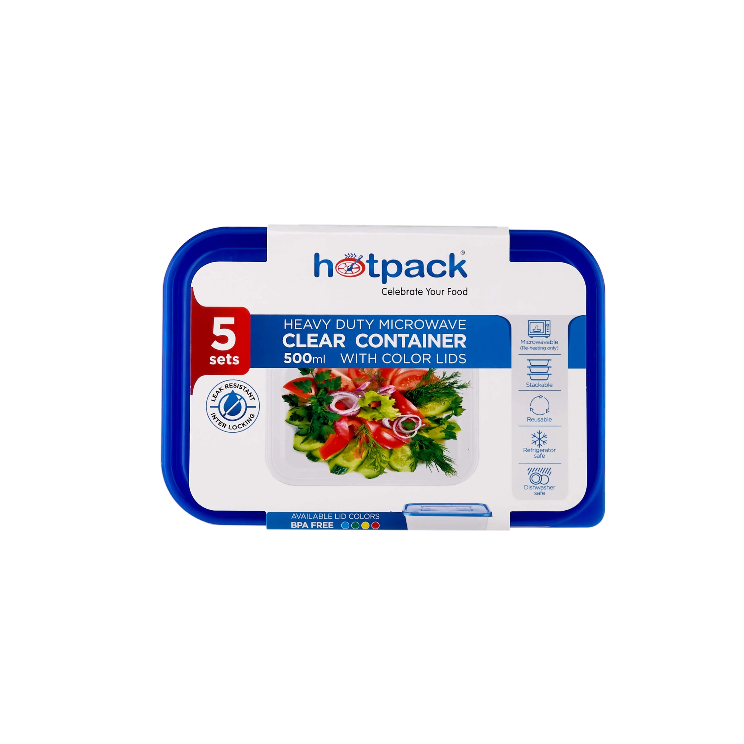 Clear Rectangular Heavy Duty Microwave Container with Color Lids - Image 81