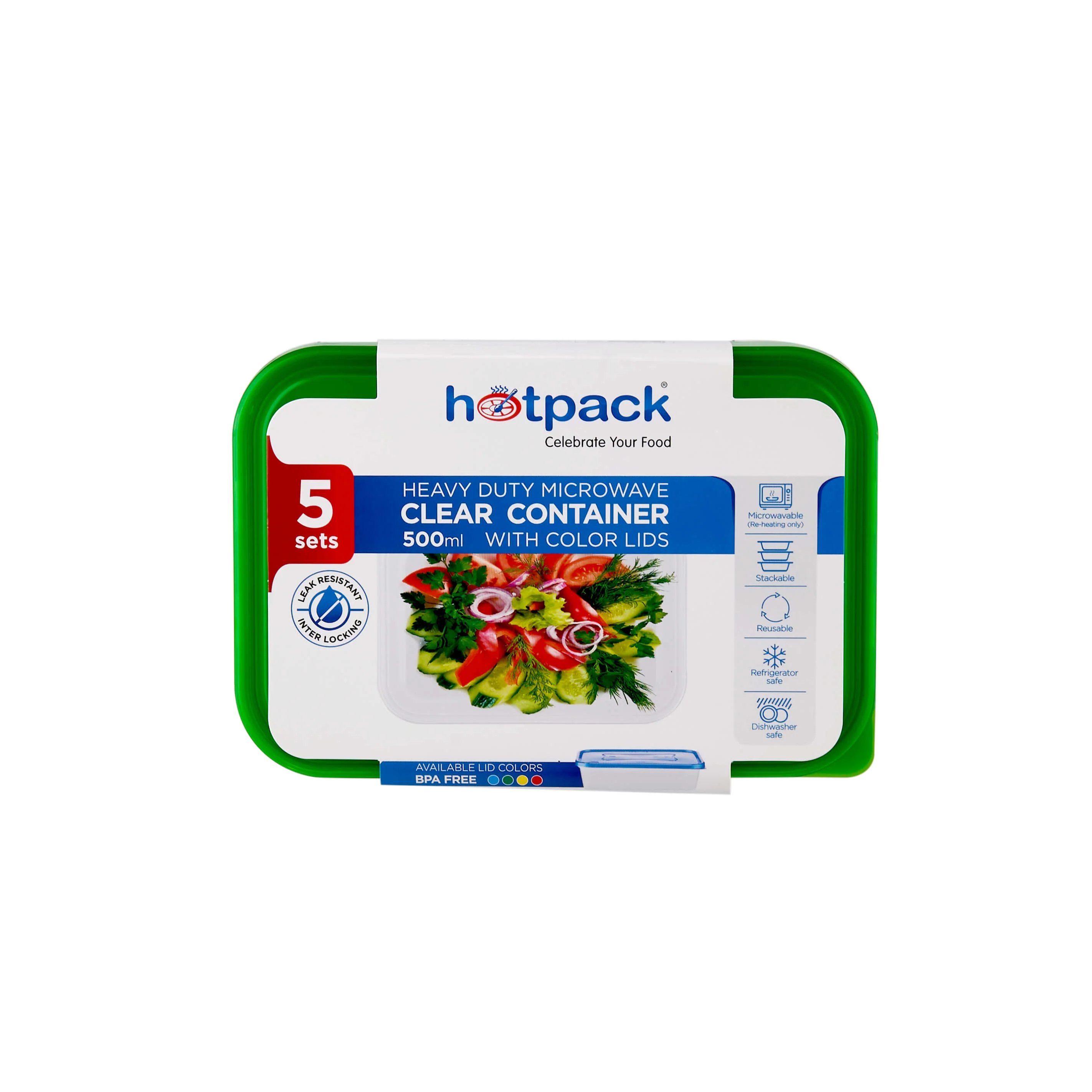 Clear Rectangular Heavy Duty Microwave Container with Color Lids - Image 9