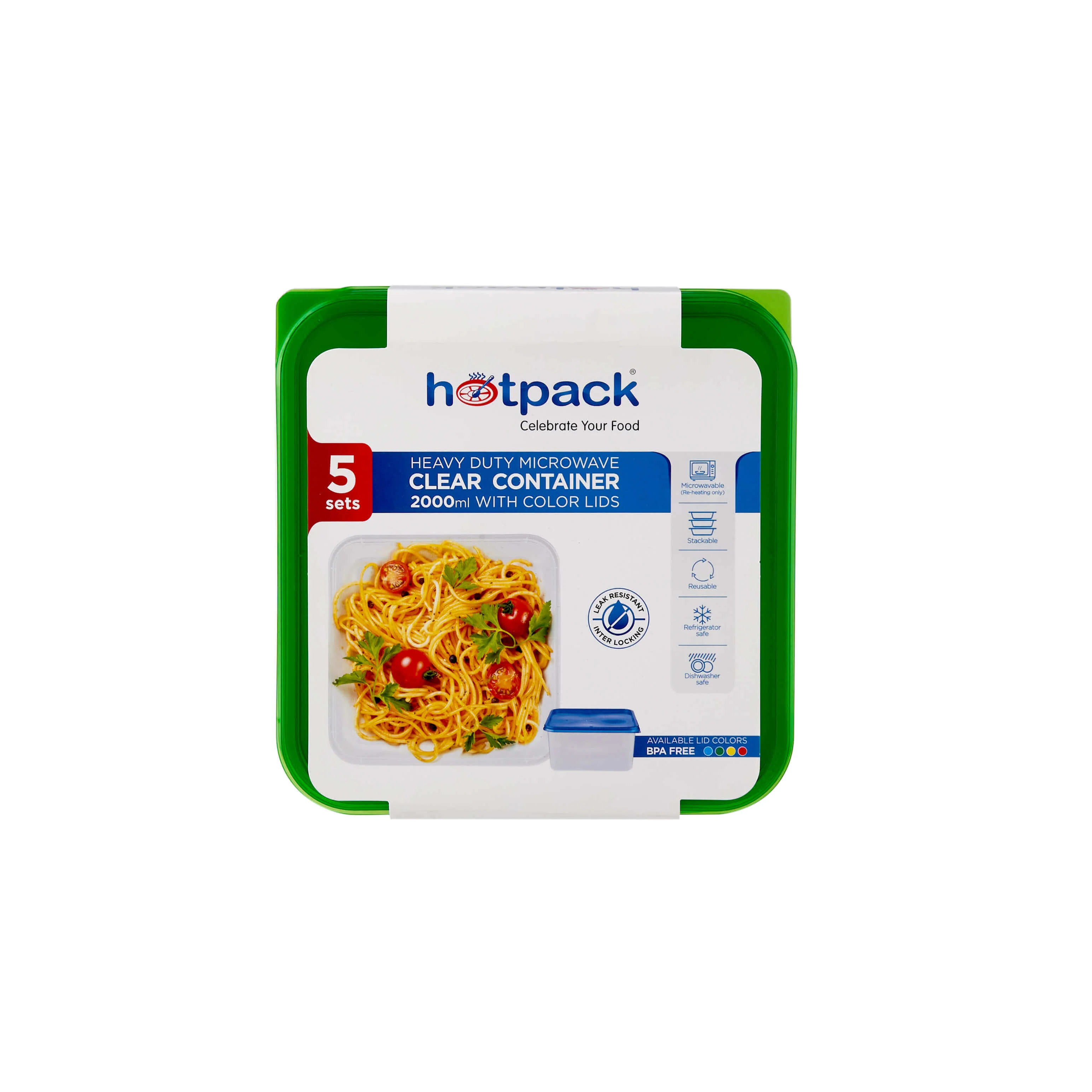 Clear Rectangular Heavy Duty Microwave Container with Color Lids - Image 91