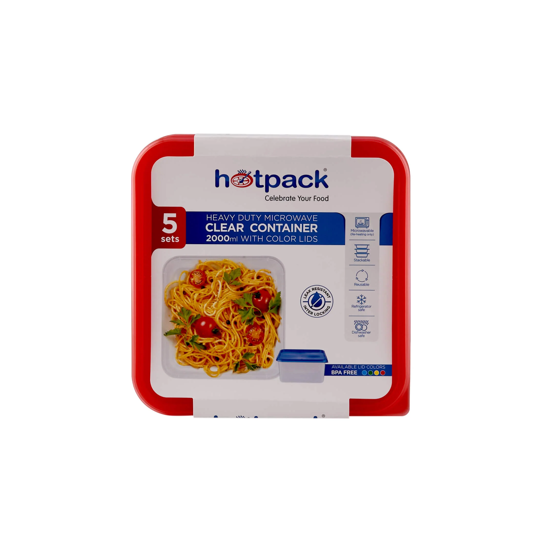 Clear Rectangular Heavy Duty Microwave Container with Color Lids - Image 97