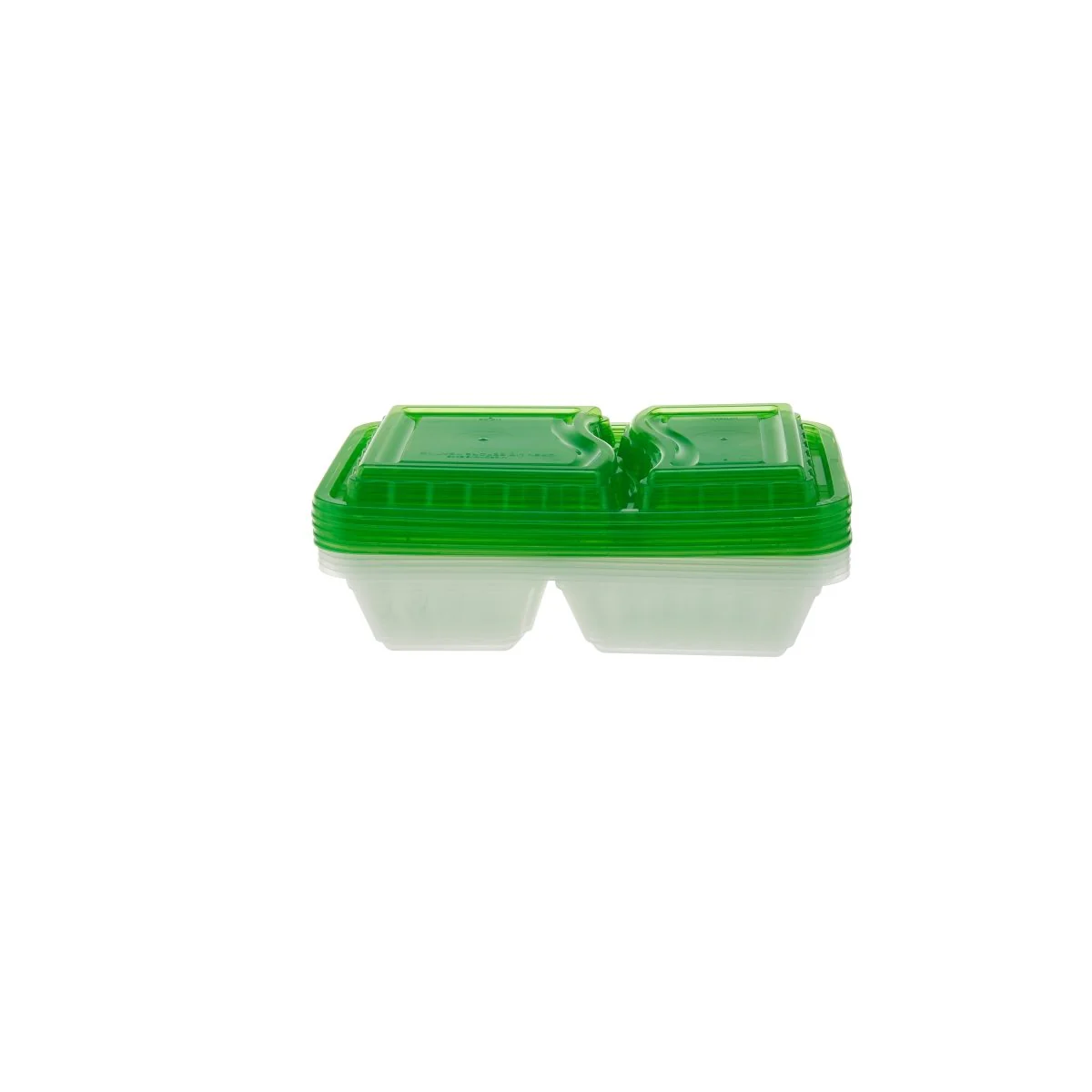 Clear Ribbed Rectangular Microwave Compartment Container with Color Lids 5  Pieces - Image 2