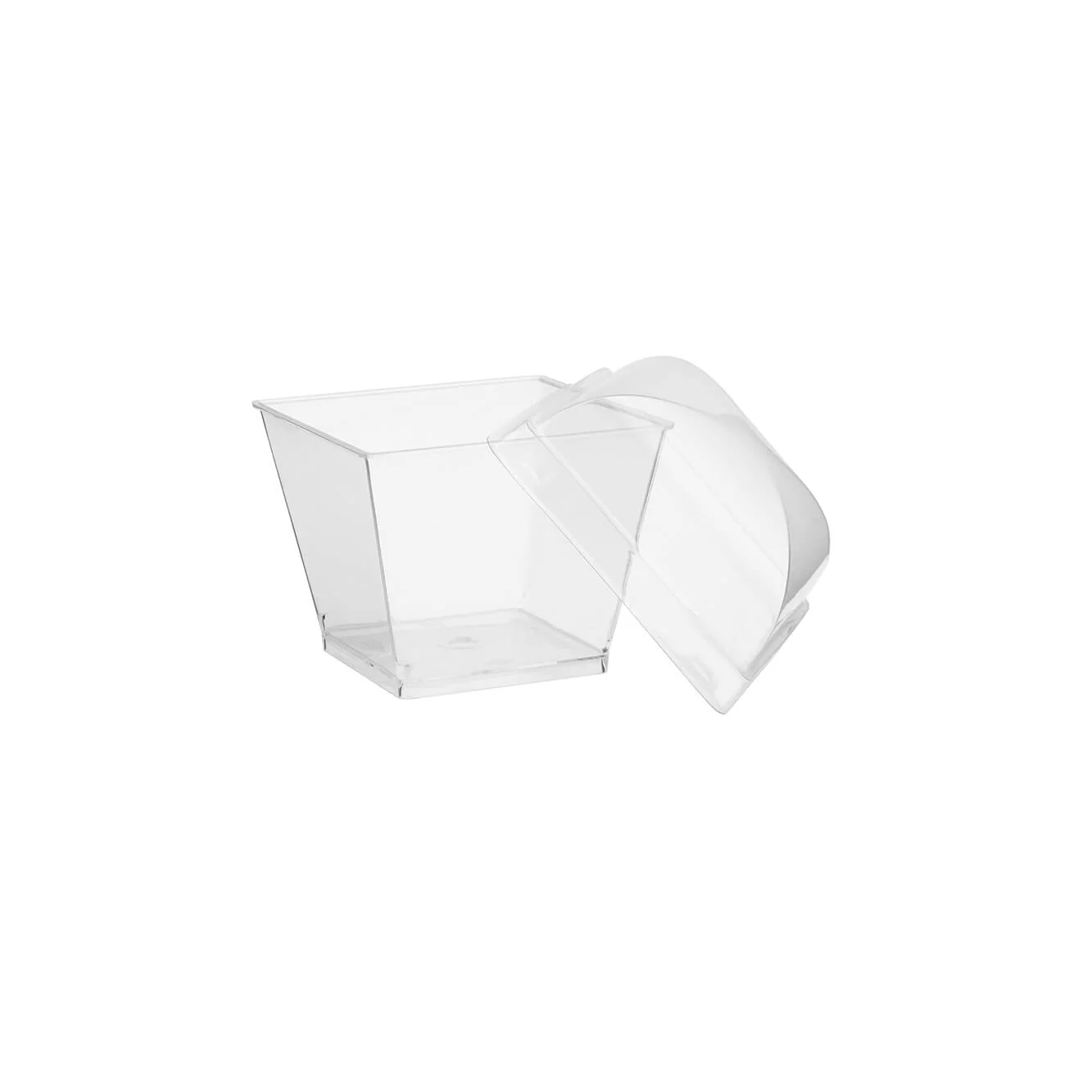 Clear Square Plastic Dessert Cup With Lid - Image 4