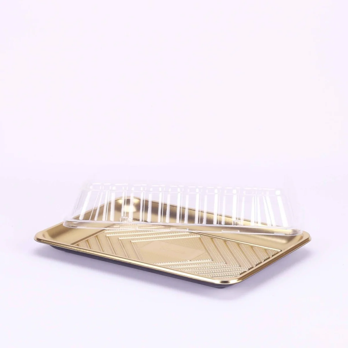 Gold Base Rectangle Cake Container With Lid - Image 4