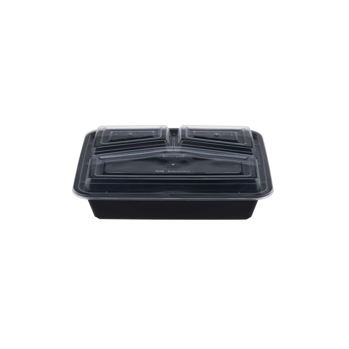 Heavy Duty Black Base Rectangular 3-Compartment Container 300 Pieces - Image 3
