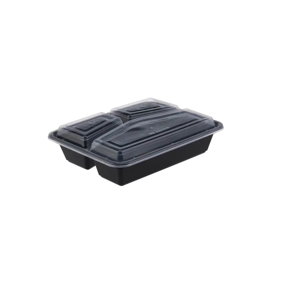 Heavy Duty Black Base Rectangular 3-Compartment Container 300 Pieces - Image 4