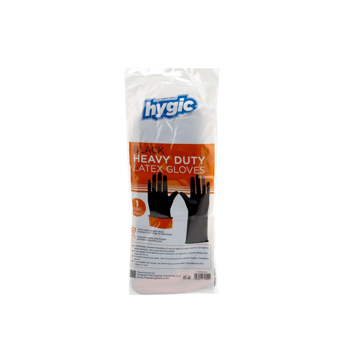 Hygic Black Heavy Duty Latex Gloves