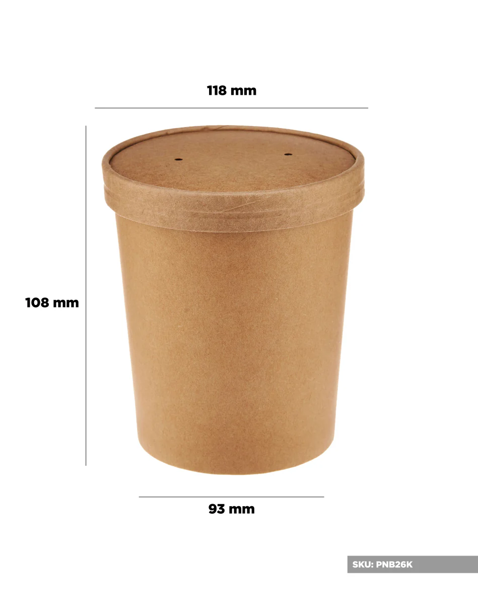 Kraft Paper Noodle Bowl with Kraft Lid - Image 14