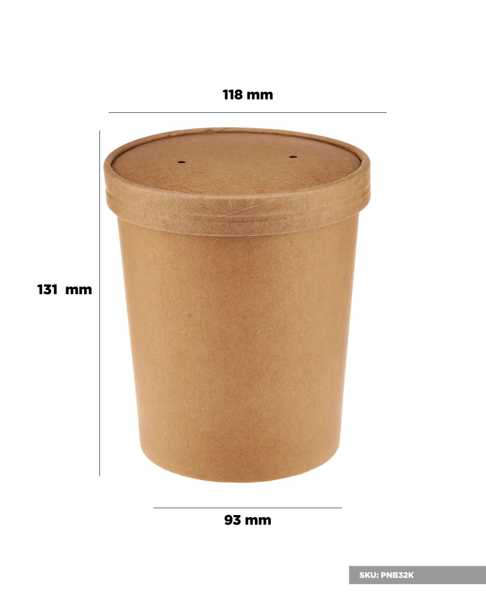 Kraft Paper Noodle Bowl with Kraft Lid - Image 18