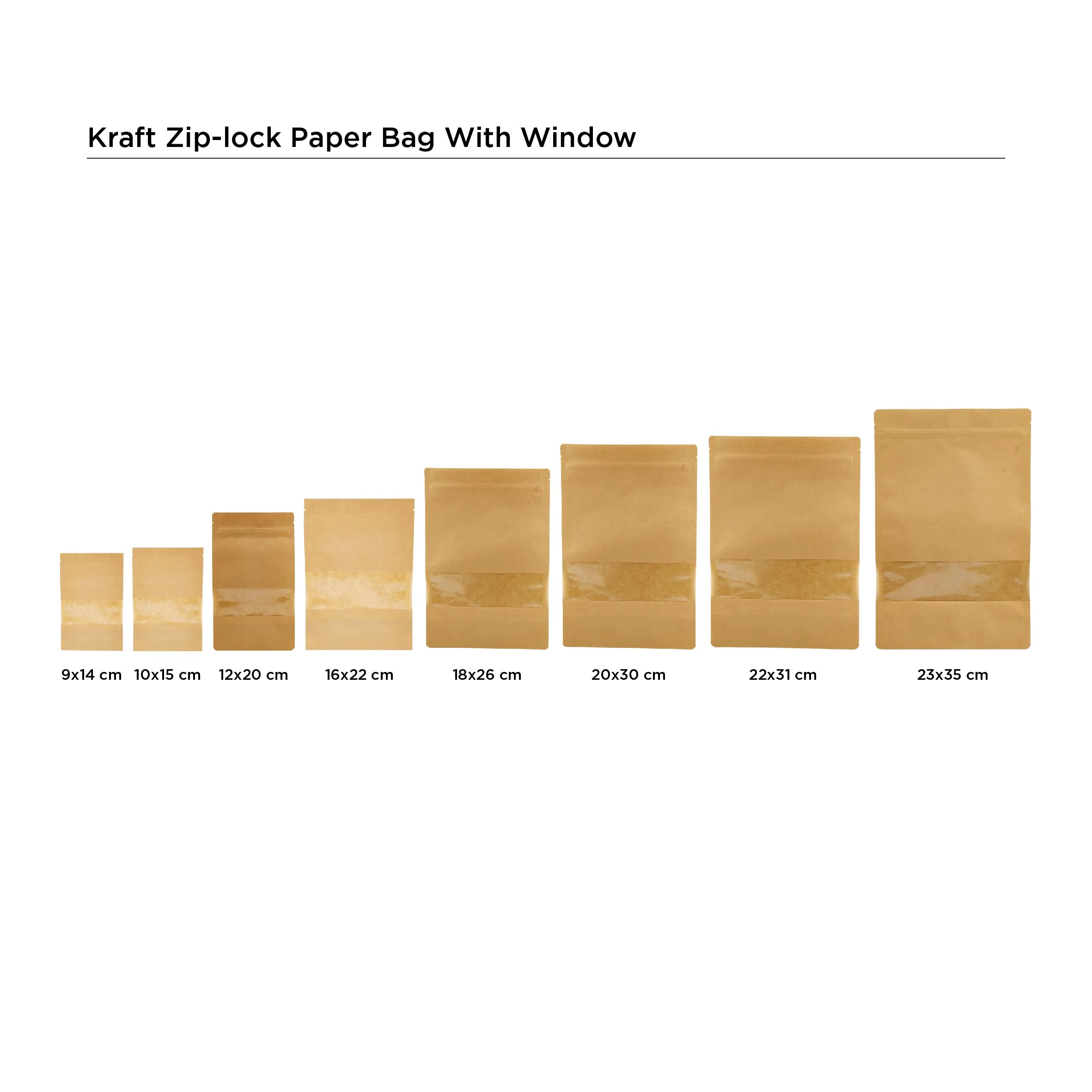 Kraft Resealable Paper Bag With Window 50 Pieces - Image 25