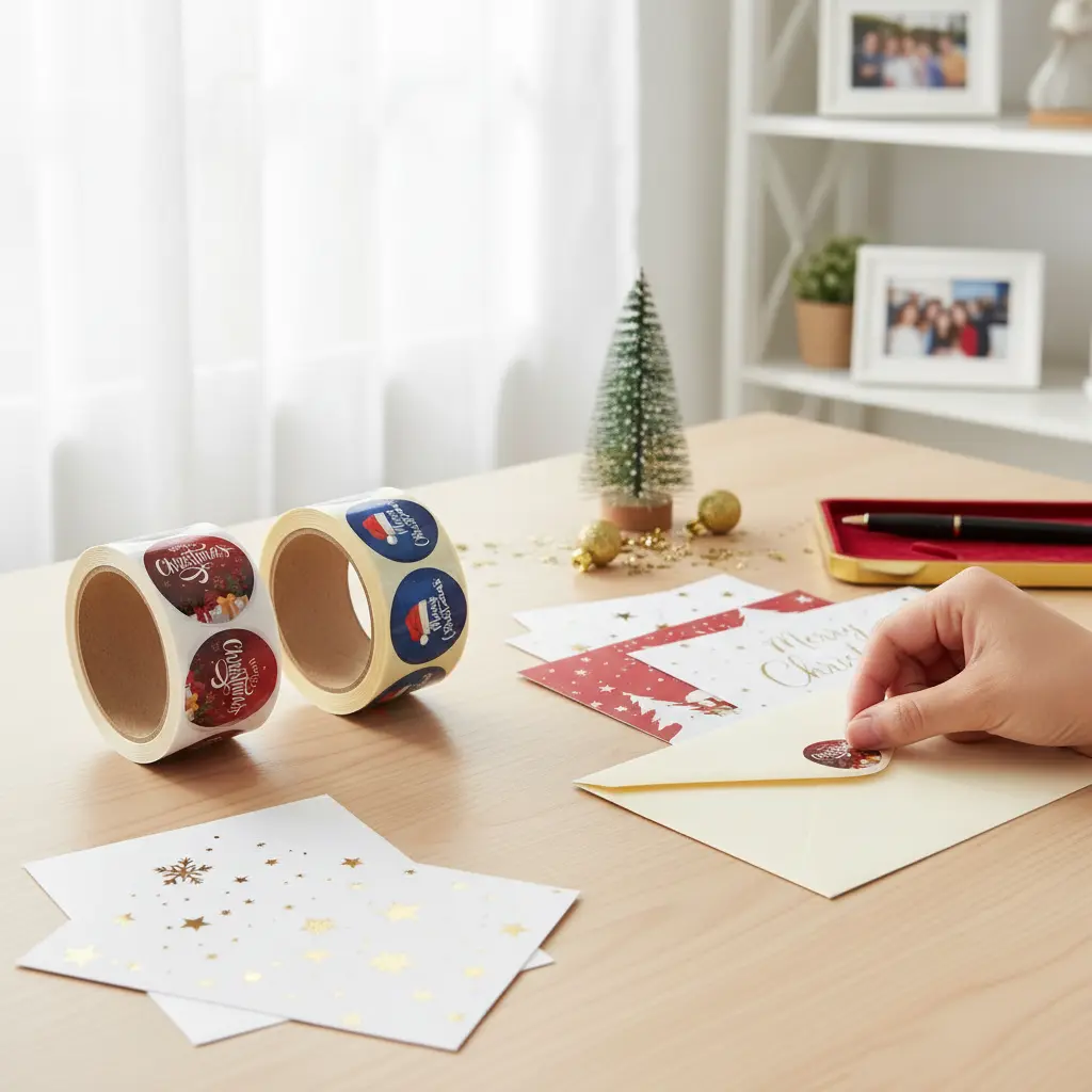 Merry Christmas Sticker Roll 250 Pieces x 2 Designs - Image 2