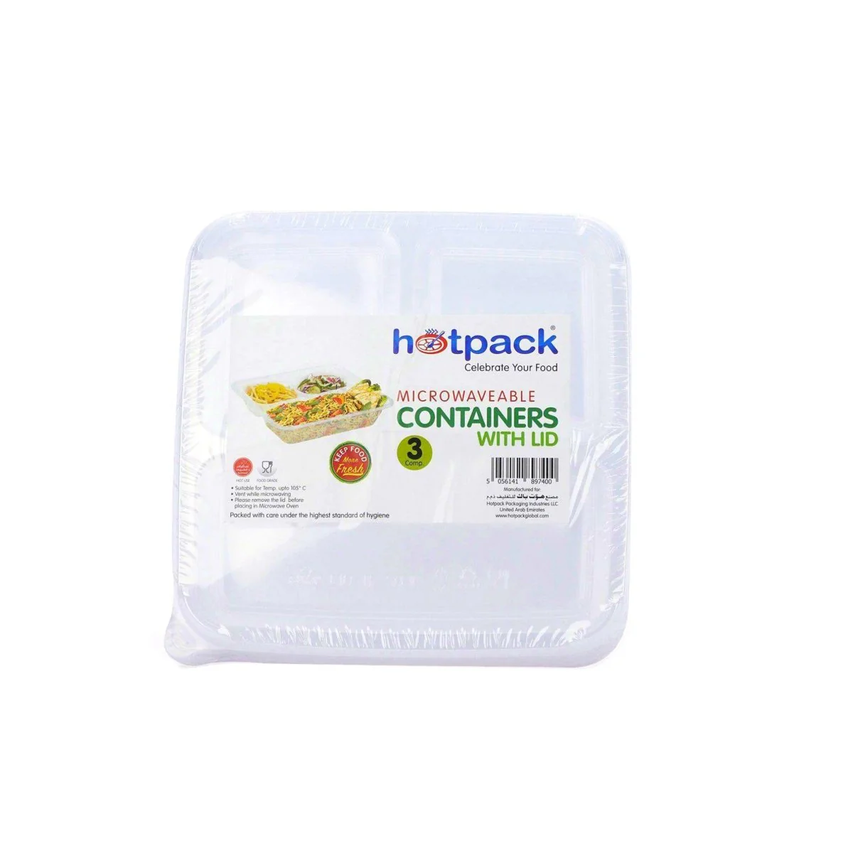 Microwaveable 3 Compartment Container With Lid - Image 3
