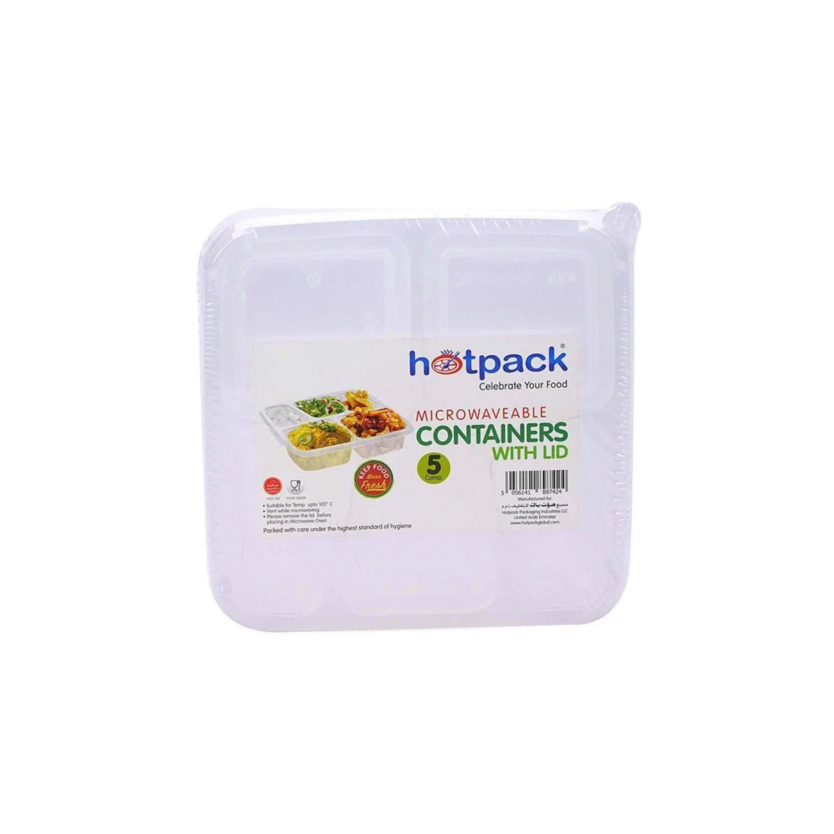 Microwaveable 5 Compartment Container With Lid - Image 5