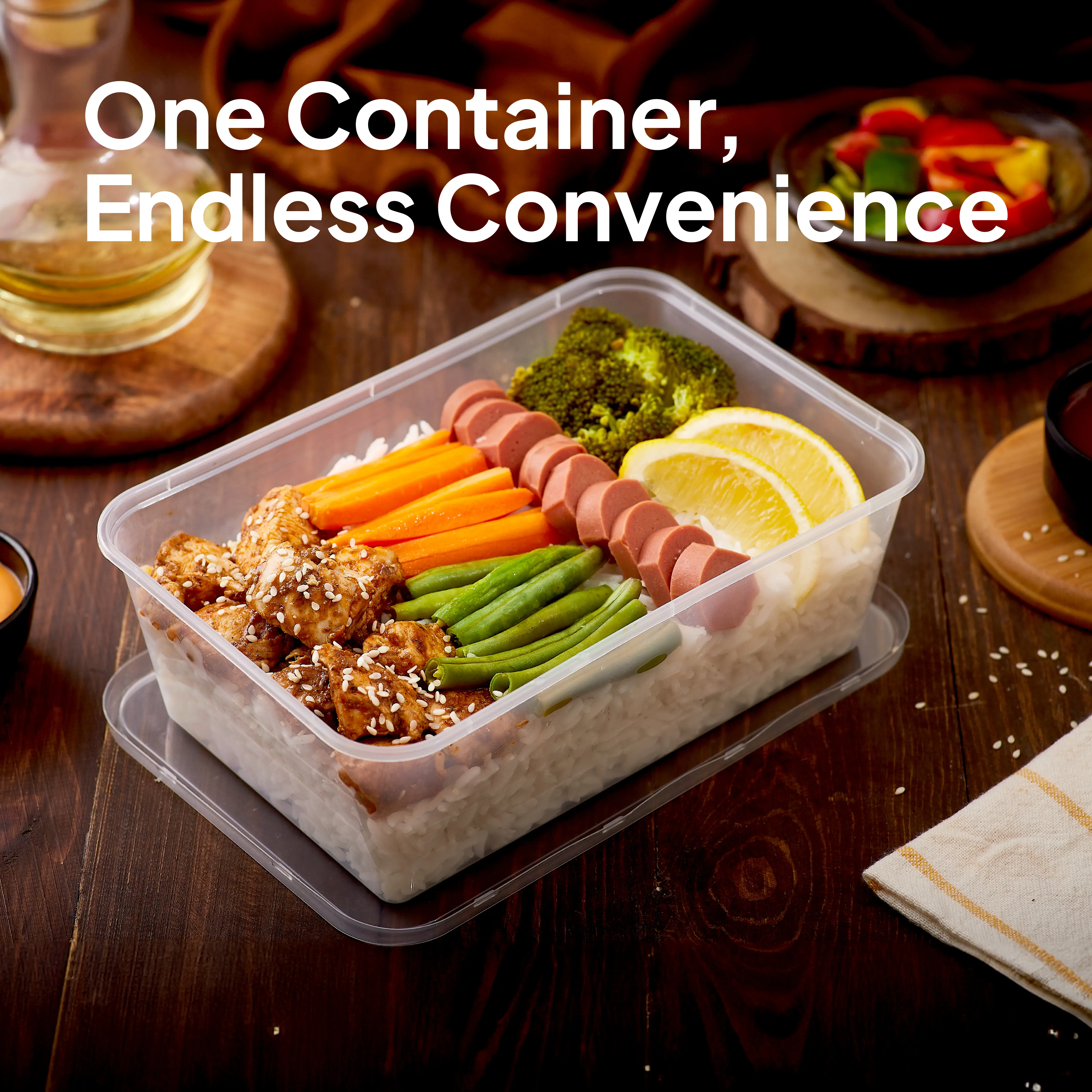 Microwaveable Container  750 ML With Lid 5 Pieces - Image 2