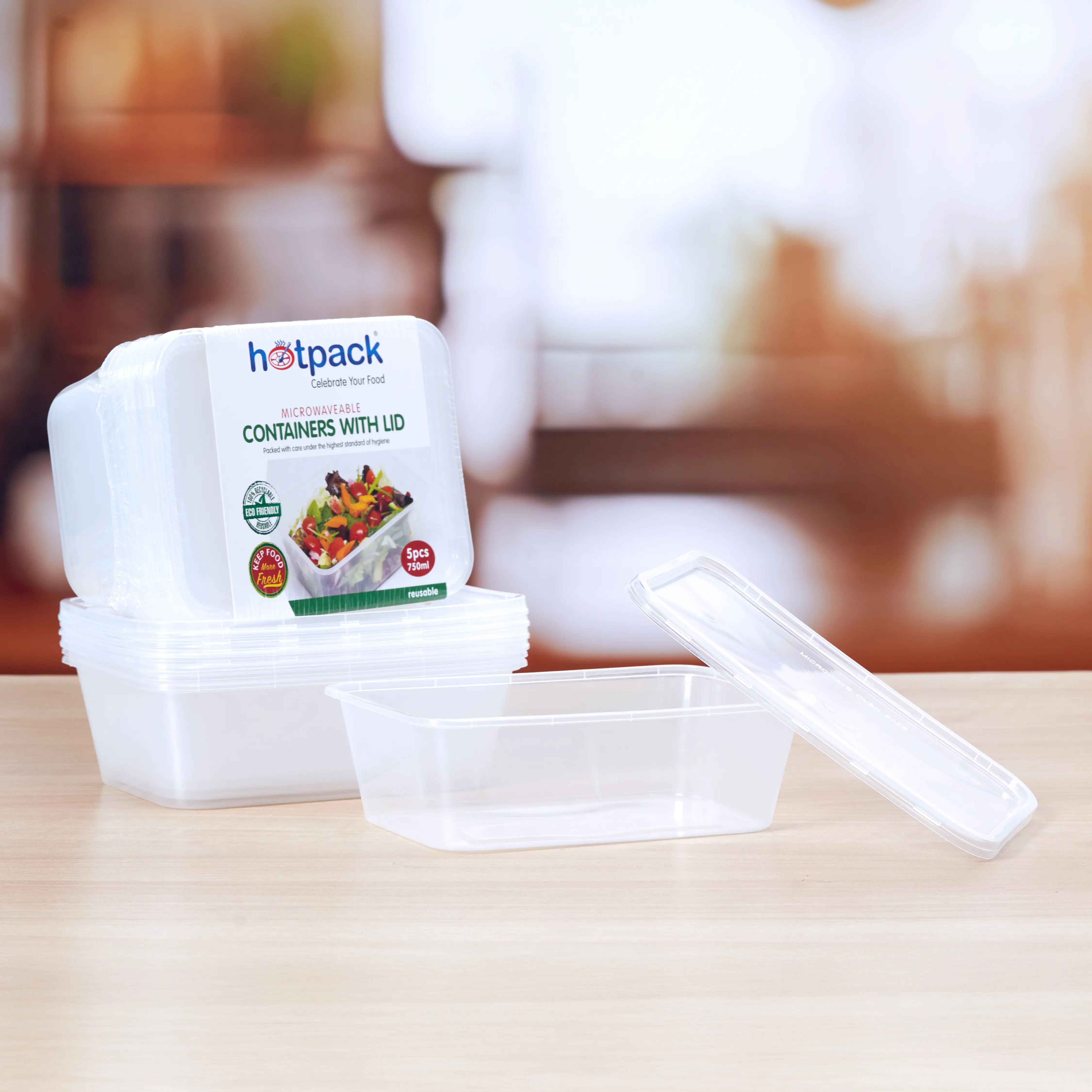 Microwaveable Container  750 ML With Lid 5 Pieces - Image 3
