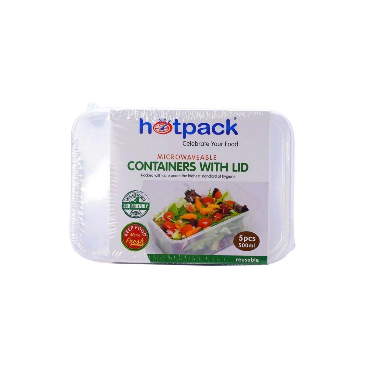 Microwaveable Food Container 500 ml With Lid 5 Pieces