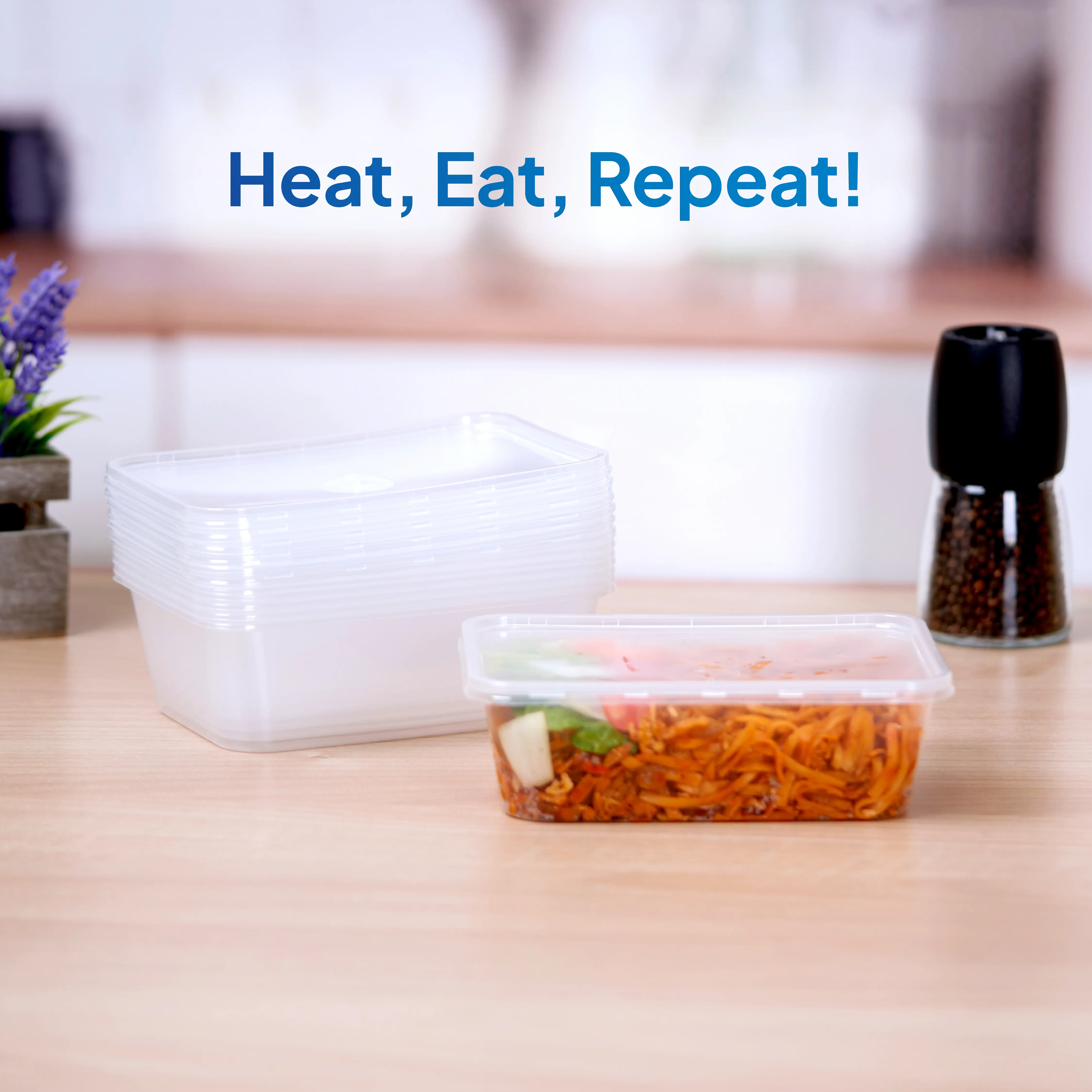 Microwaveable Twin Pack Container 750 ml With Lid 10 Pieces - Image 3