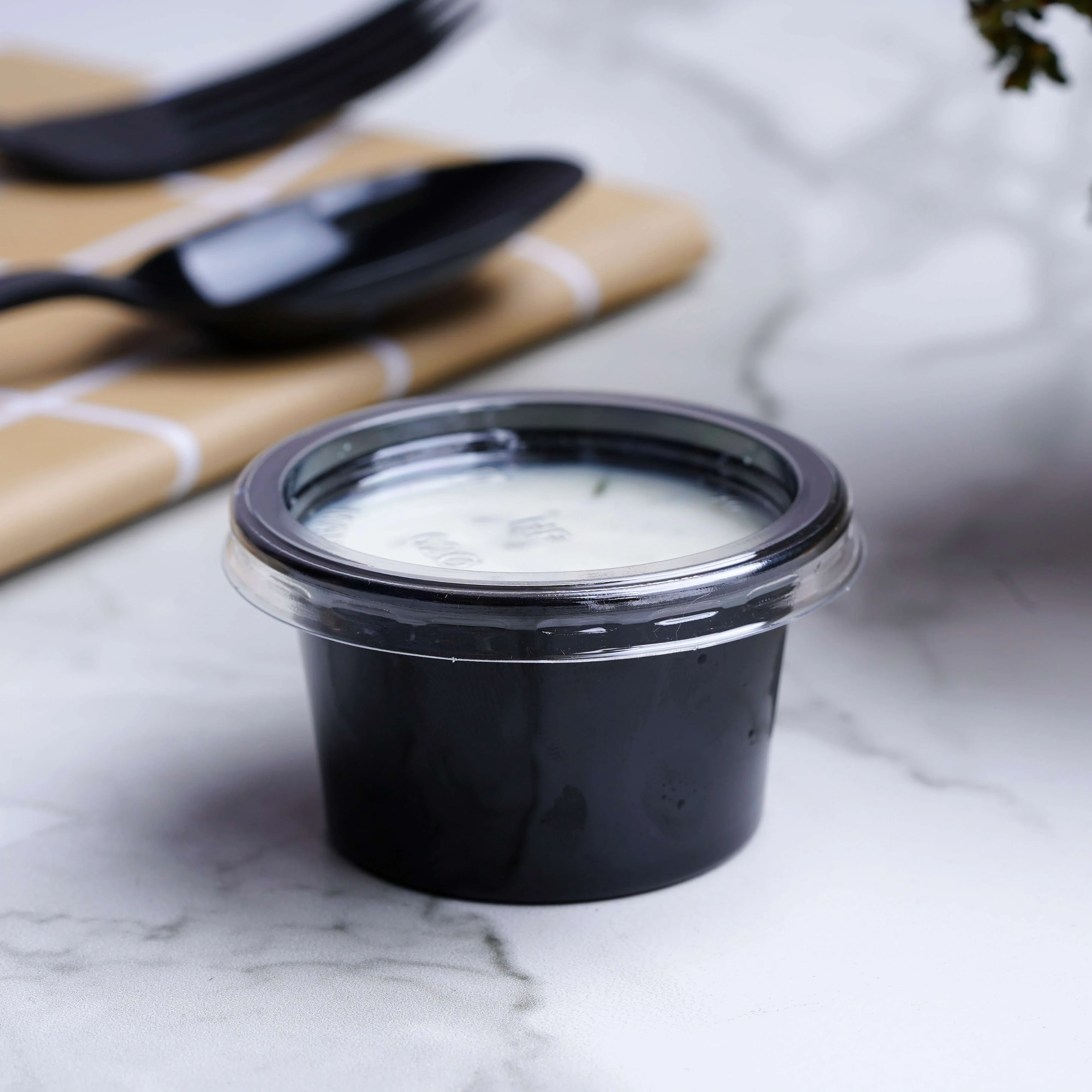 PET Black Base Portion Cup with Lid - Image 2
