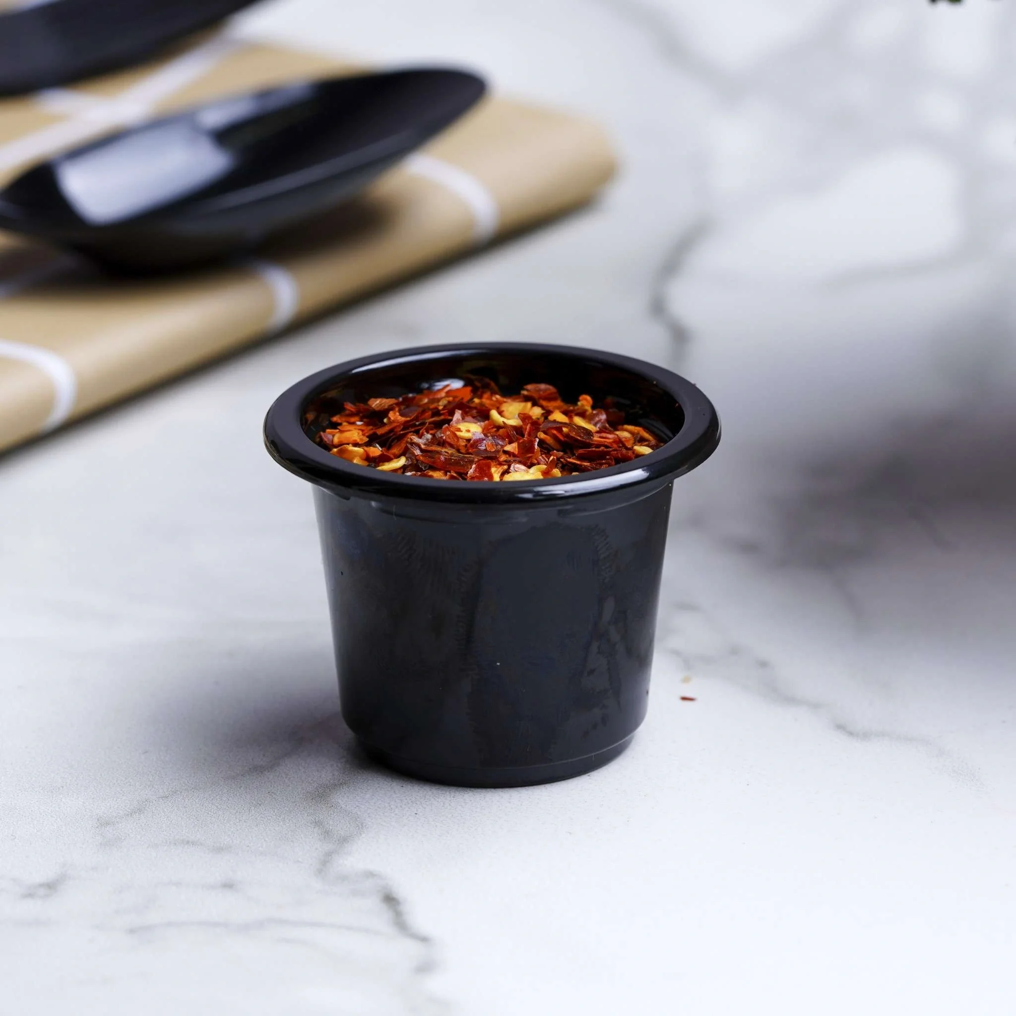 PET Black Base Portion Cup with Lid - Image 4