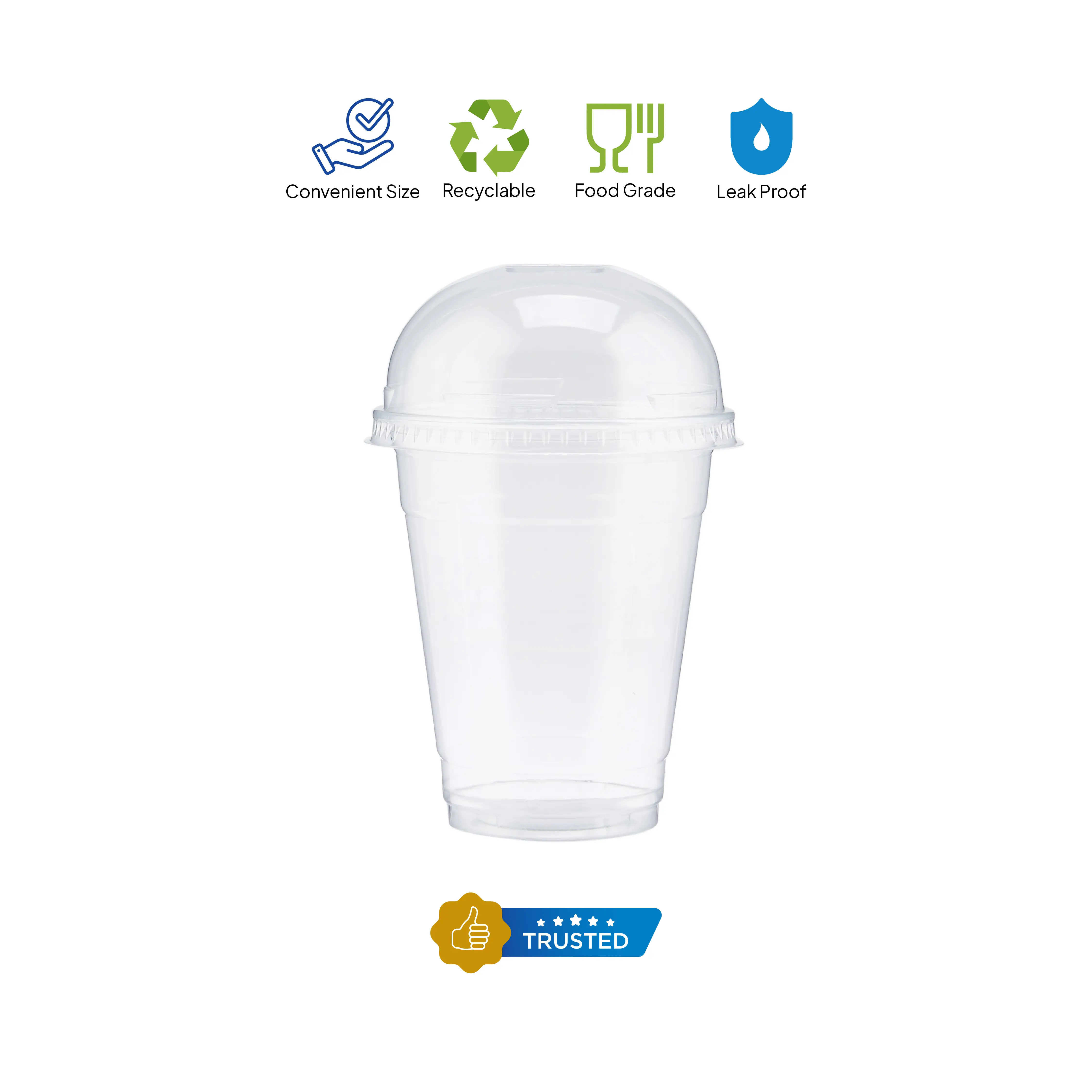 PET Clear Juice Cup with Dome Lids - Image 2