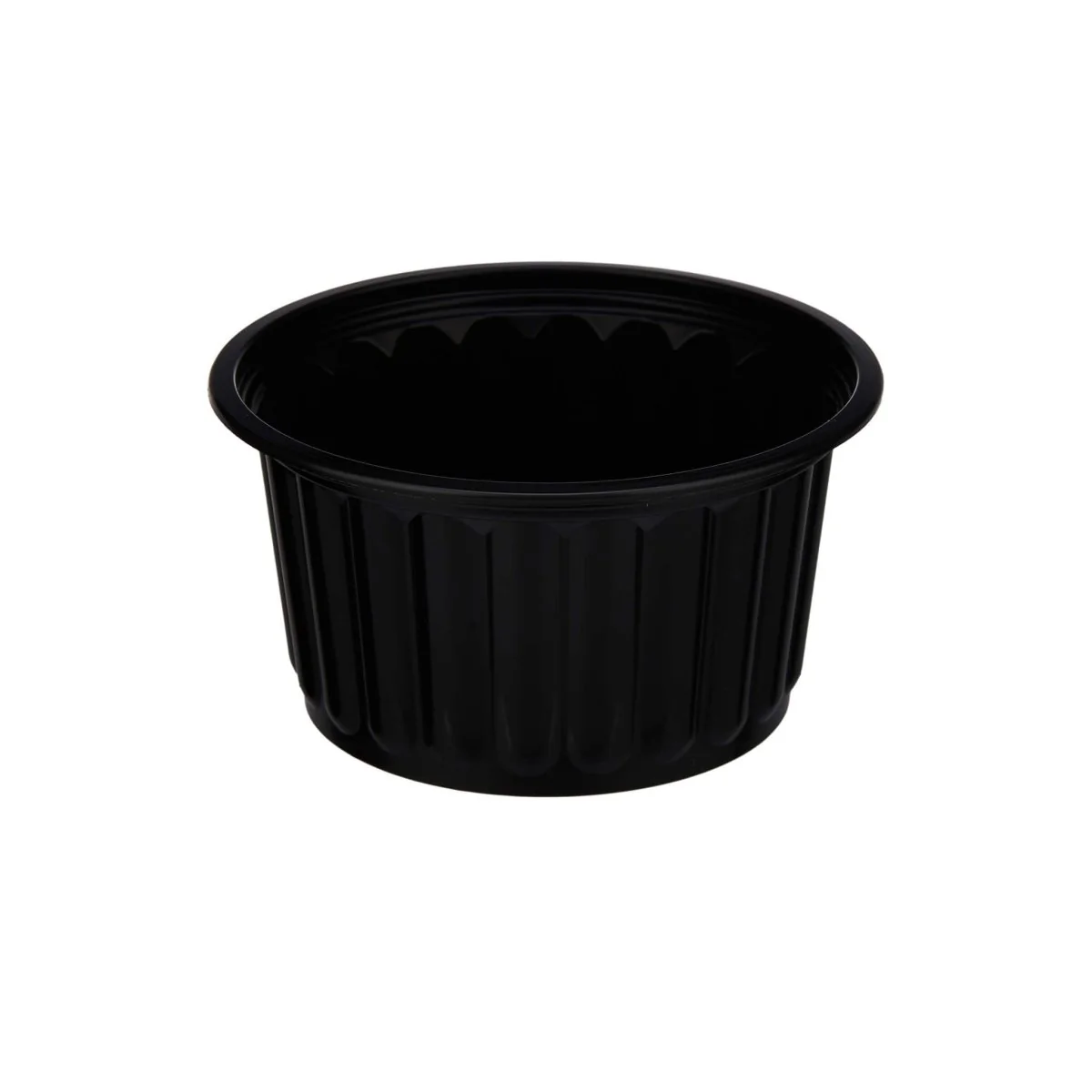 Plastic Ribbed Round Black Container - Image 11