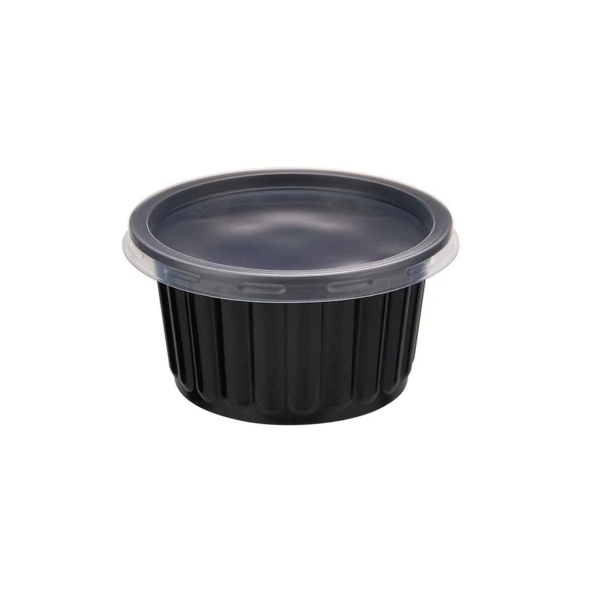 Plastic Ribbed Round Black Container - Image 12