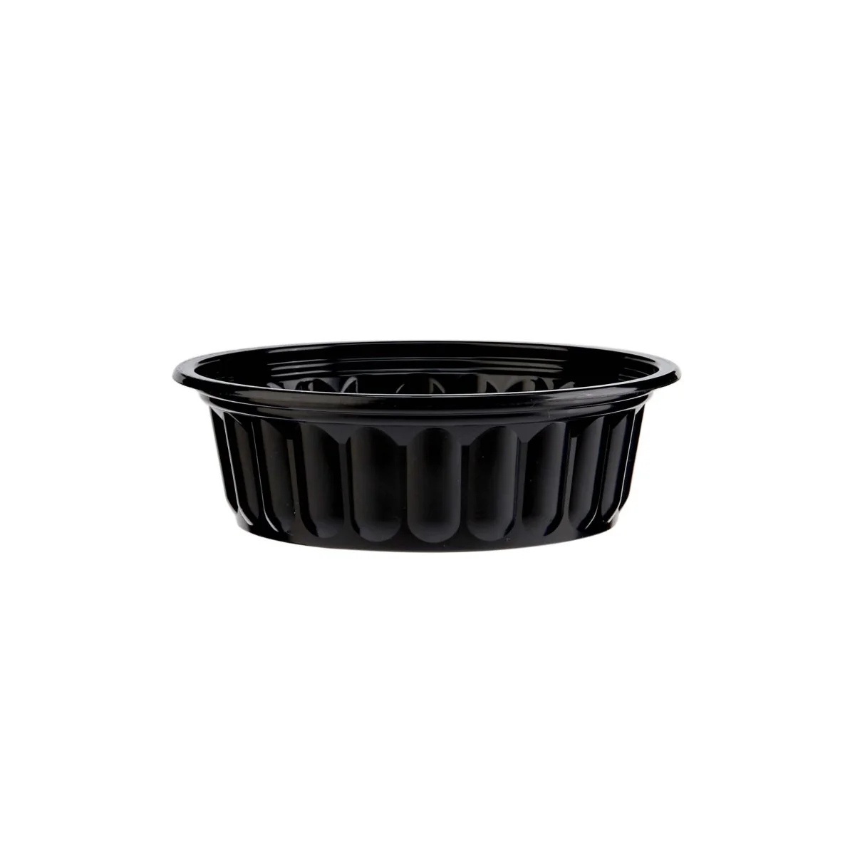 Plastic Ribbed Round Black Container - Image 2