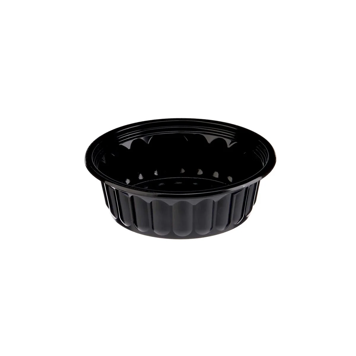Plastic Ribbed Round Black Container - Image 3