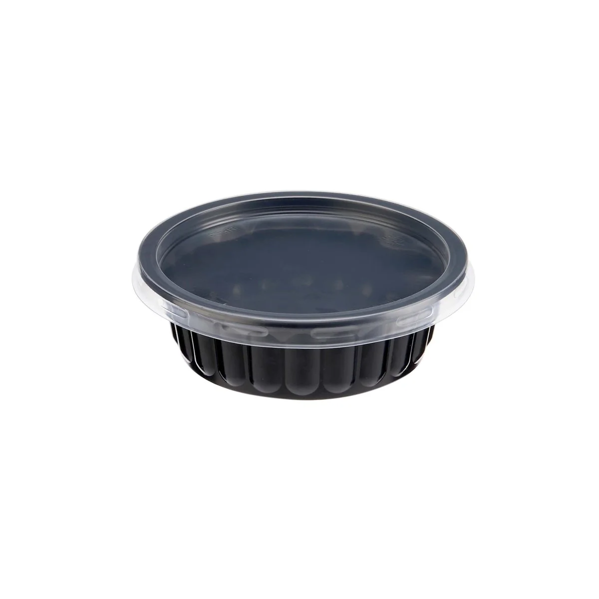 Plastic Ribbed Round Black Container - Image 4