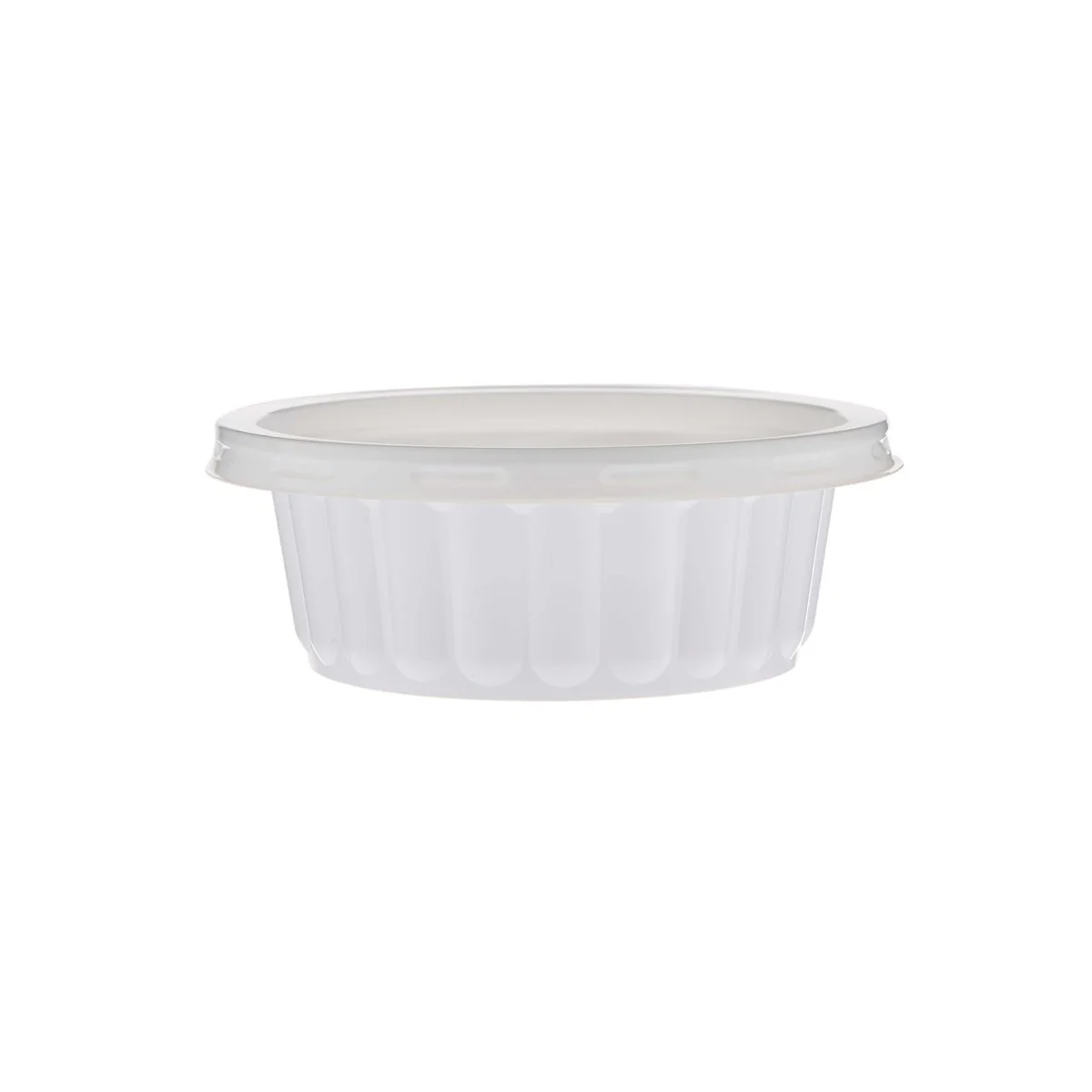 Plastic Ribbed Round Container White