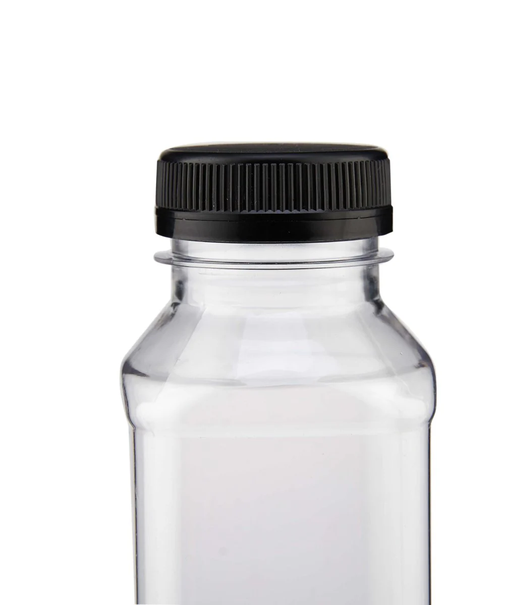 Plastic Square Bottle with Black Cap - Image 12