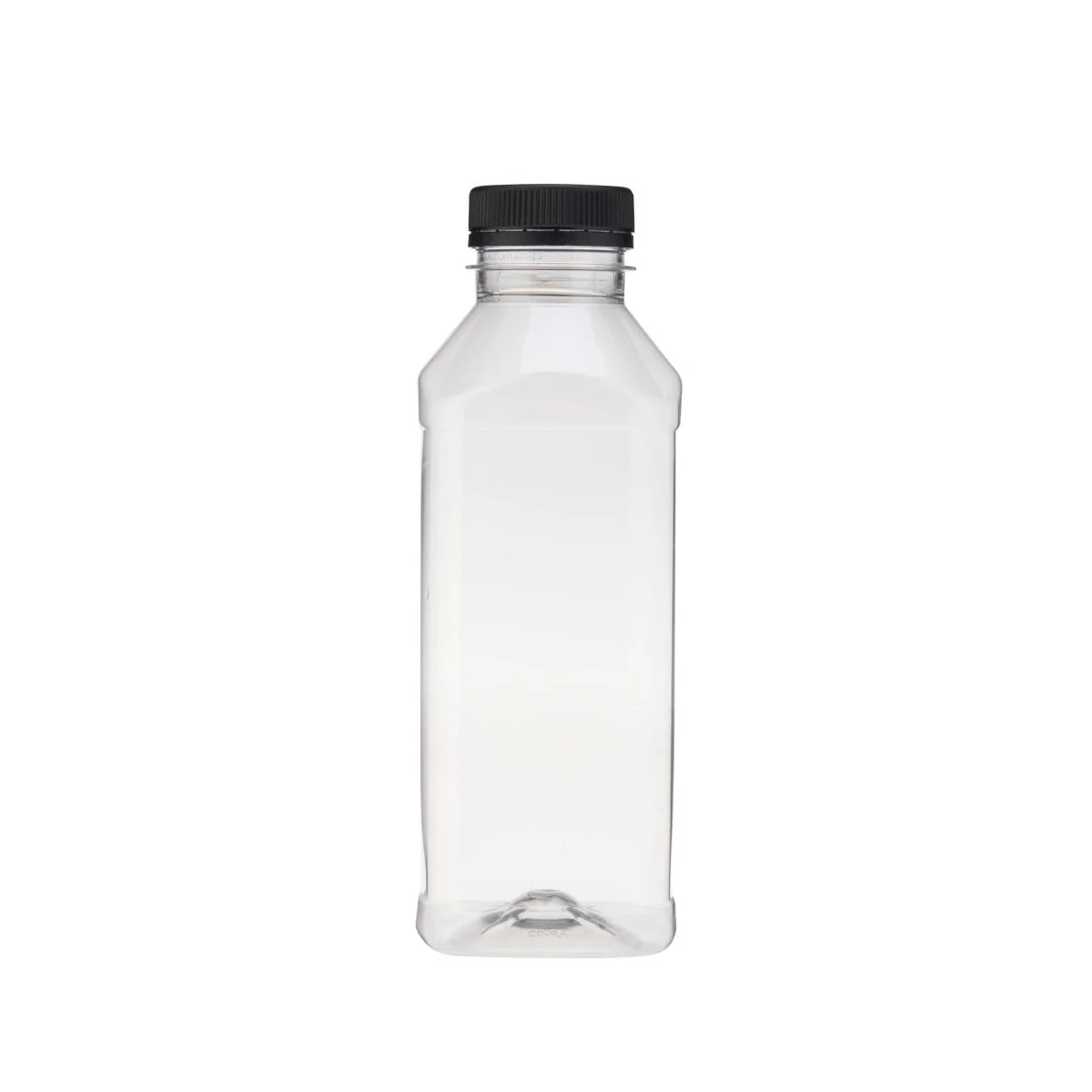 Plastic Square Bottle with Black Cap - Image 14