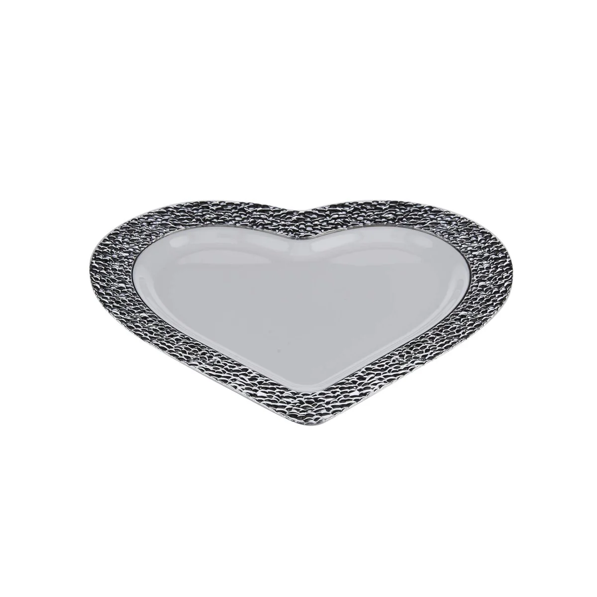 Premium Design Heart Plate with Silver Rim 10 Pieces - Image 2
