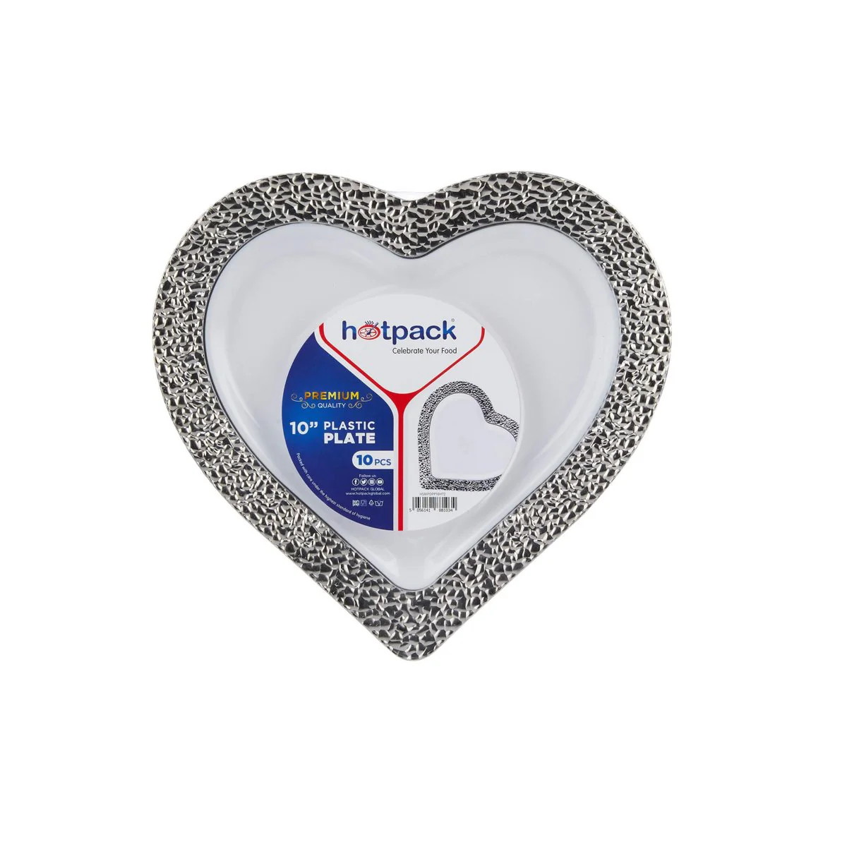 Premium Design Heart Plate with Silver Rim 10 Pieces - Image 3