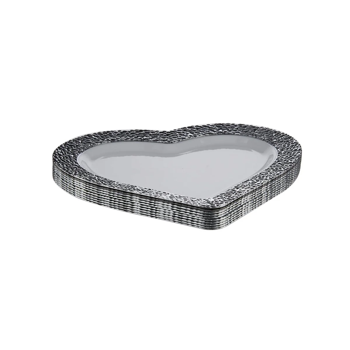 Premium Design Heart Plate with Silver Rim 10 Pieces - Image 4