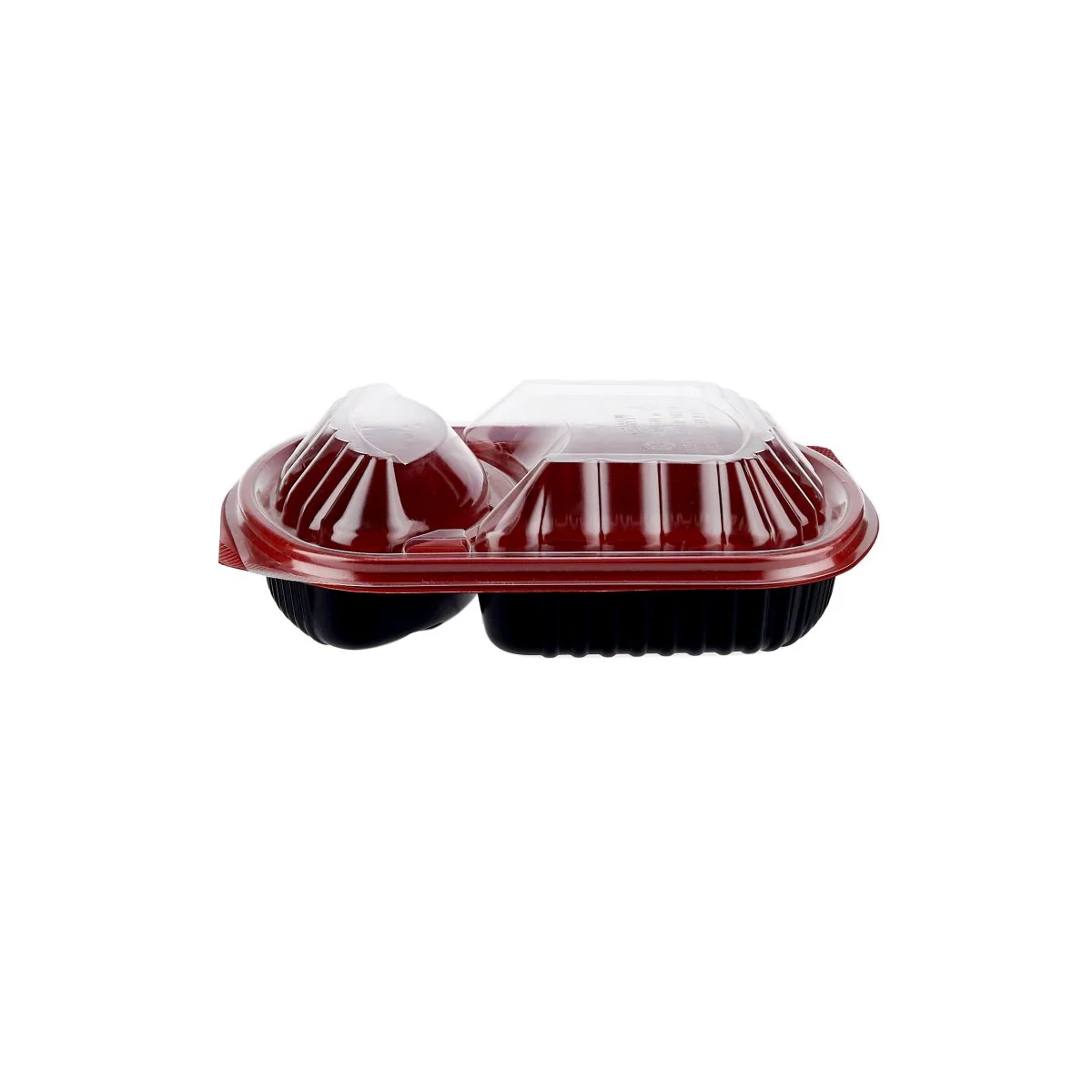 Red & Black Base Rectangular 2-Compartment Container With Lid 250 Pieces - Image 2