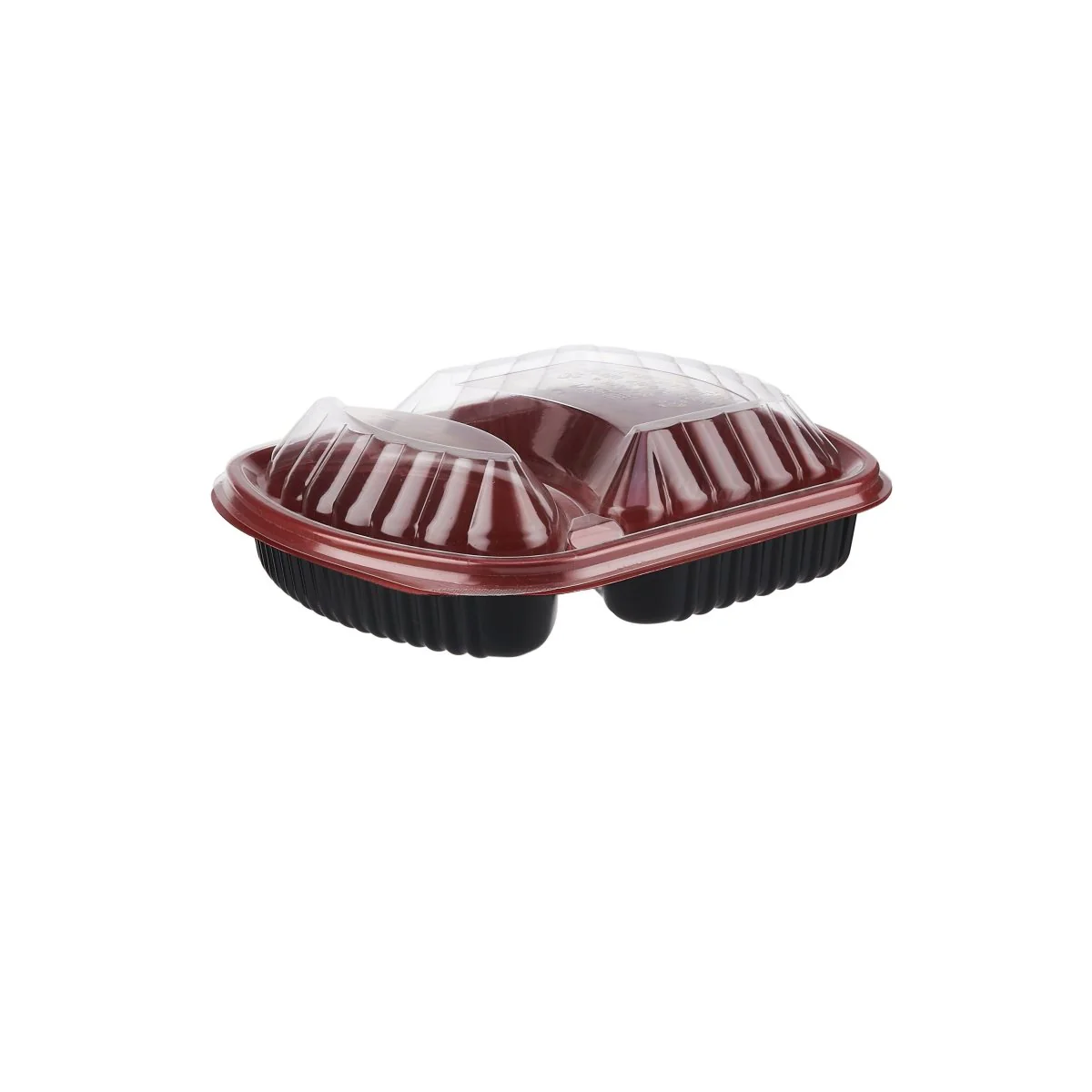 Red & Black Base Rectangular 2-Compartment Container With Lid 250 Pieces - Image 3