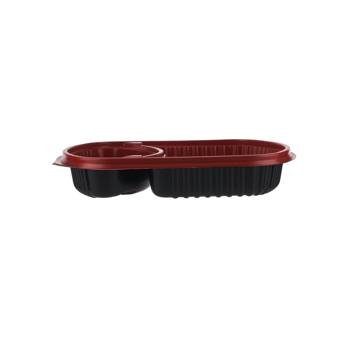 Red & Black Base Rectangular 2-Compartment Container With Lid 250 Pieces - Image 4